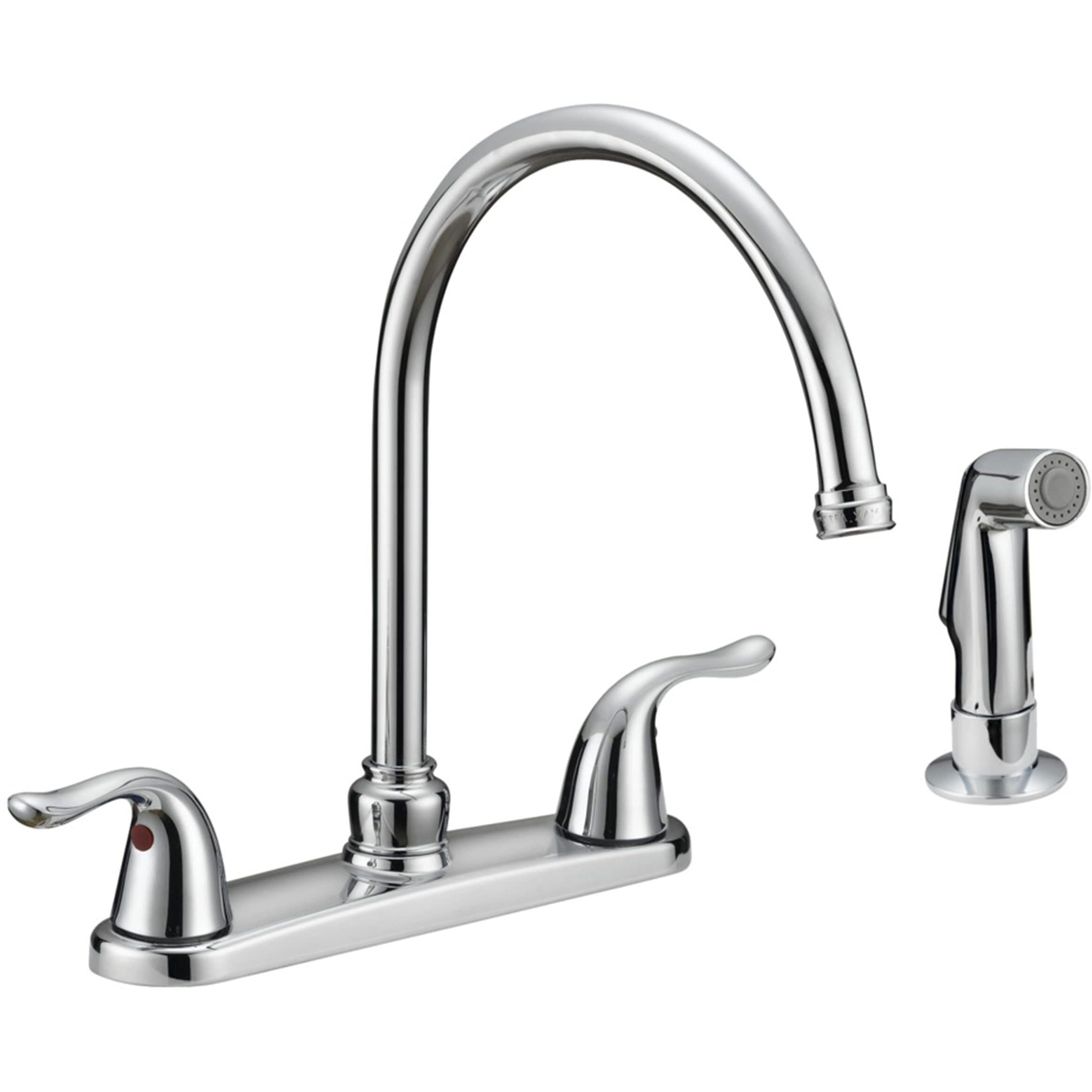 Ez-Flo Kitchen Faucet, Kitchen Sink Faucet With 2 Handles And Pull-Out Side Sprayer, 4-Hole Installation, Chrome, 10201