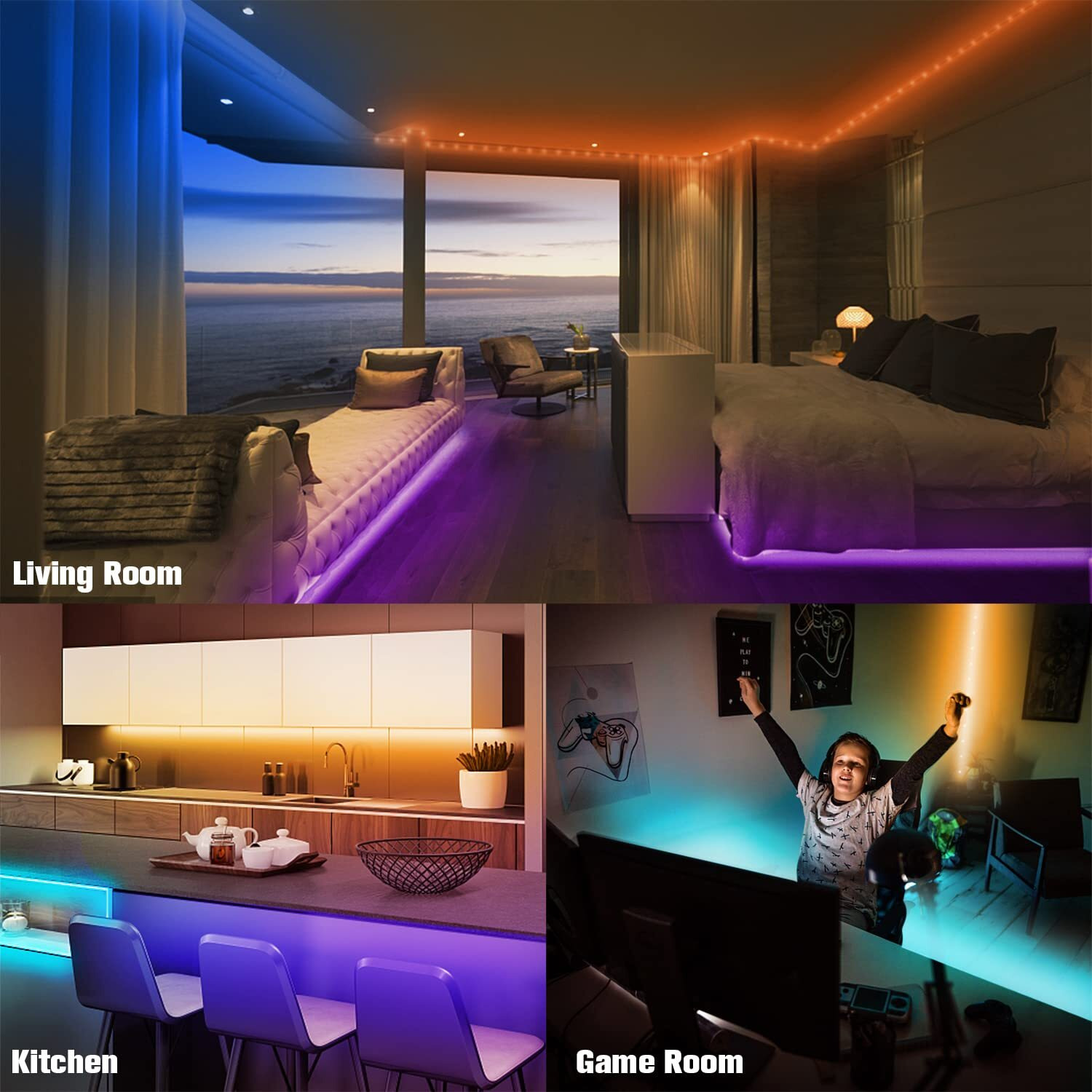 Volivo Led Strip Lights 65.6 Ft, Led Lights For Bedroom,Color Changing With 44 Keys Remote For Room, Party, Home Decoration