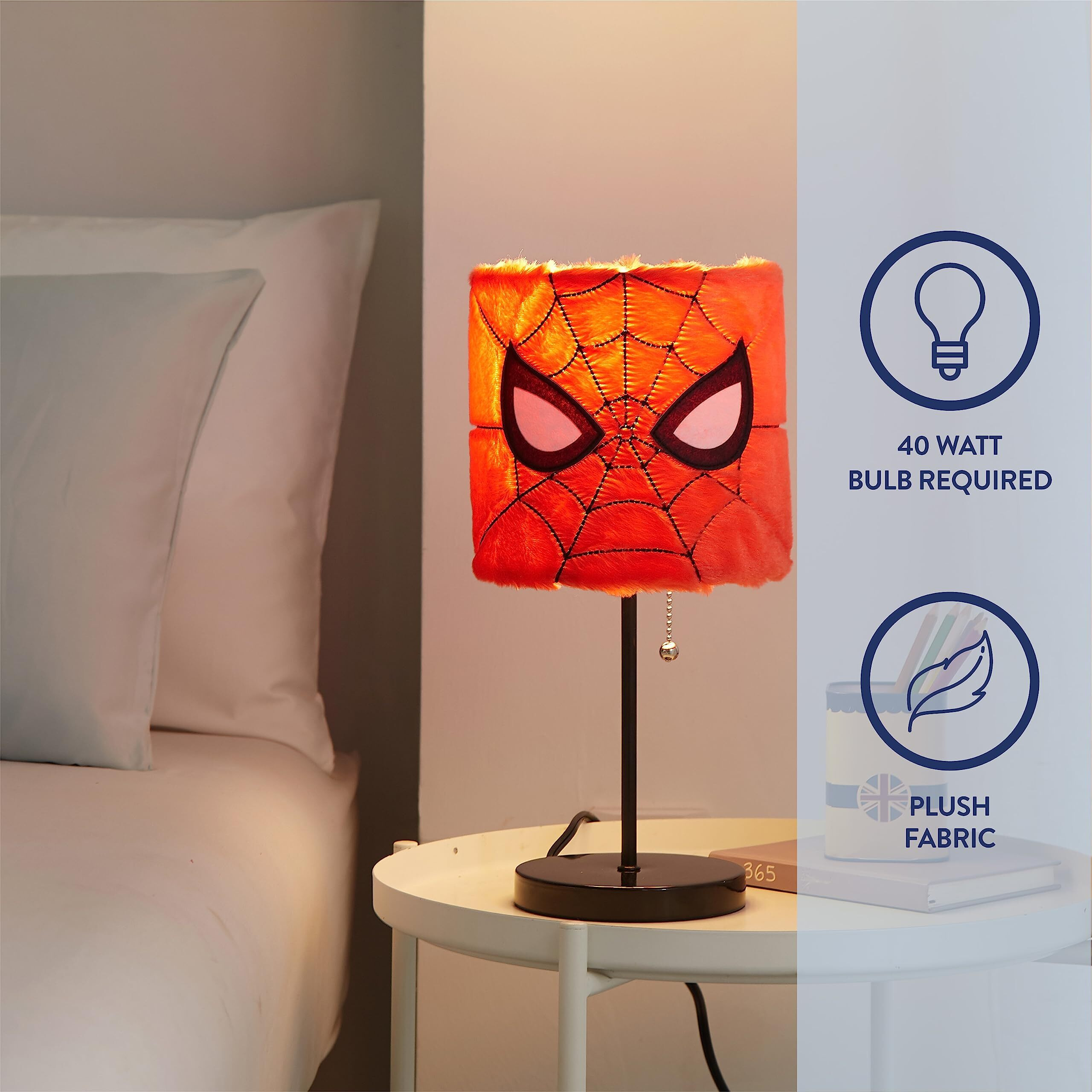 Idea Nuova Marvel Spiderman Plush Shade Stick Table Lamp, Red