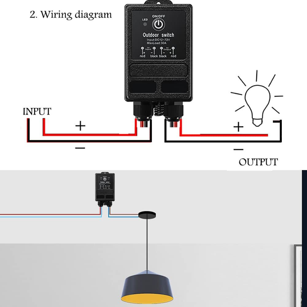 Woodguilin Wireless Relay Switch 12V Remote Control Switch Dc12V/24V/48V/72V 30A Relay With 328Ft Long Range For Anti-Theft Alarms,Roller Lind Door,Ceiling Lights,Gate Barriers.(12V 100M)