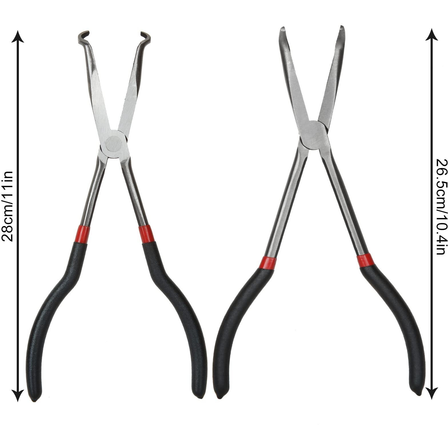 Long Needle Nose Pliers Set, 4 In 1 Bent Needle Nose Pliers 90 Degree, 11 Inch Spark Plug Wire Removal Tool, Pointy Nose Pliers, Pinch Nose Pliers, Snipe Nose Pliers, Curved Nose Pliers