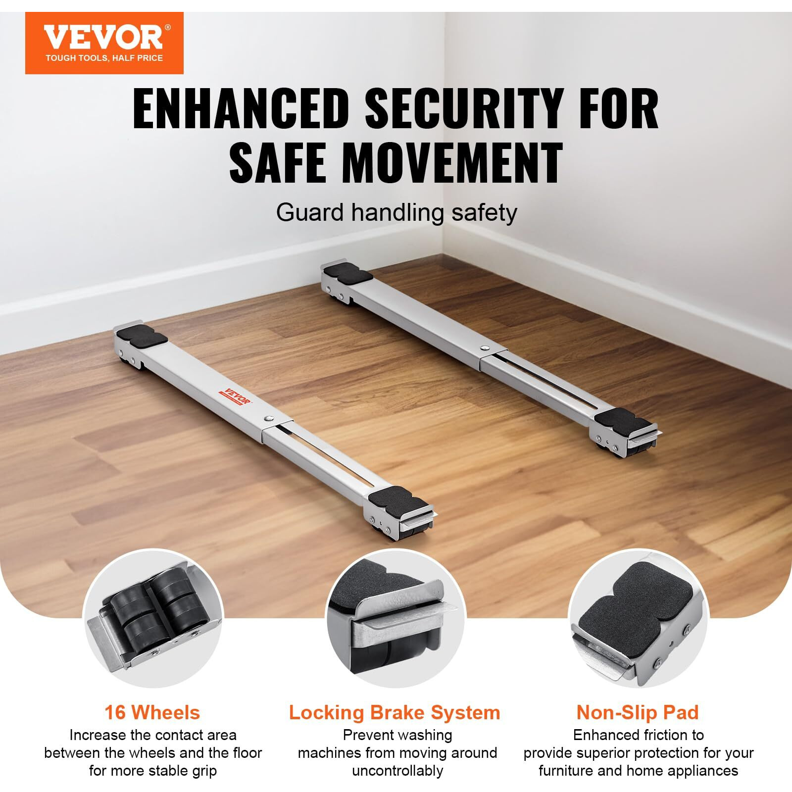 Vevor Appliance Rollers Heavy Duty, Extendable Appliance Rollers Mobile Washing Machine Base, Mini Fridge Stand Moving Cart For Refrigerators, Dryers, Dishwashers, White