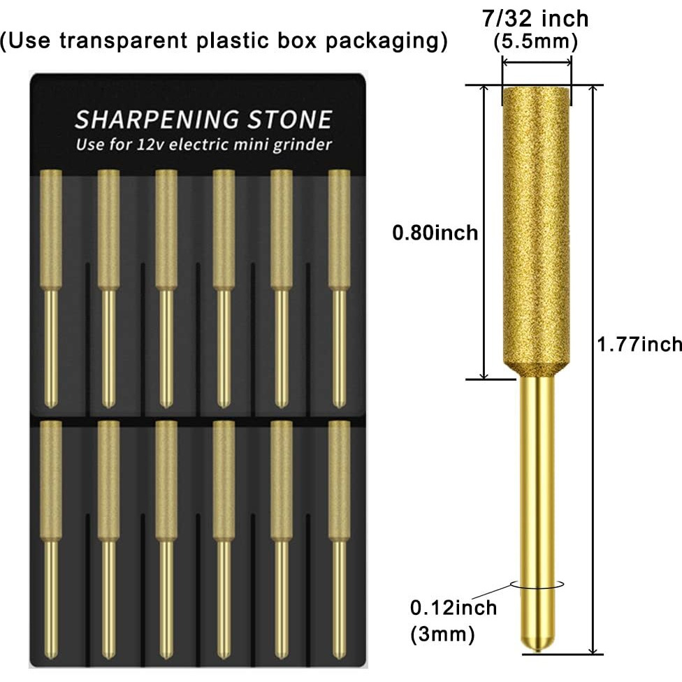 12 Pack Diamond Chainsaw Sharpener Sharpening Wheels, 7/32 Inch Chainsaw File Grinding Wheel Replacement Sharpening Stones, Electric Chain Saw Polishing Tool Grinding Bits (7/32 Inch/ 5.5 Mm)