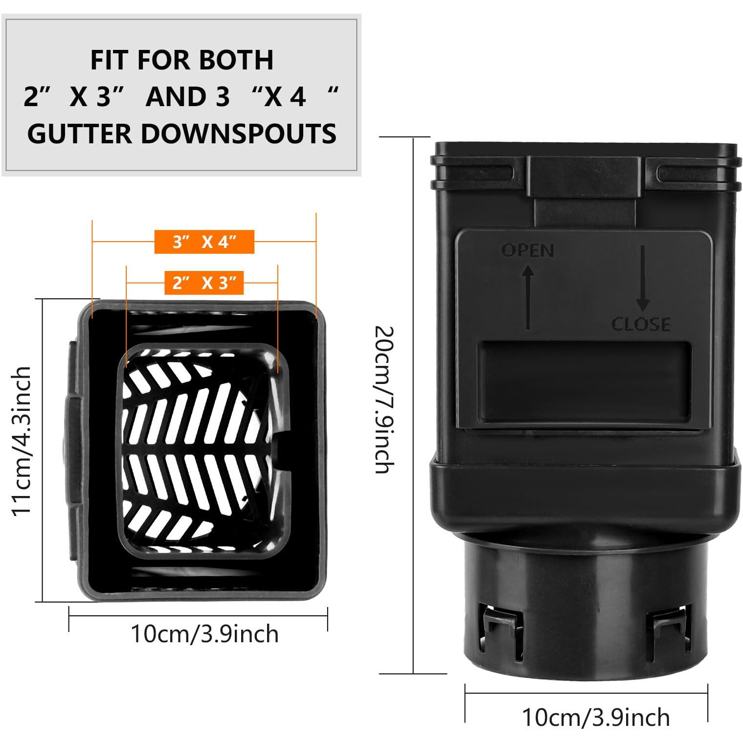 Markbit Downspout Filter, Downspout Leaf Filter, Gutter Downspout Guard, Downspout Screen Filters, Leaf Removers(2Pcs) (Black)