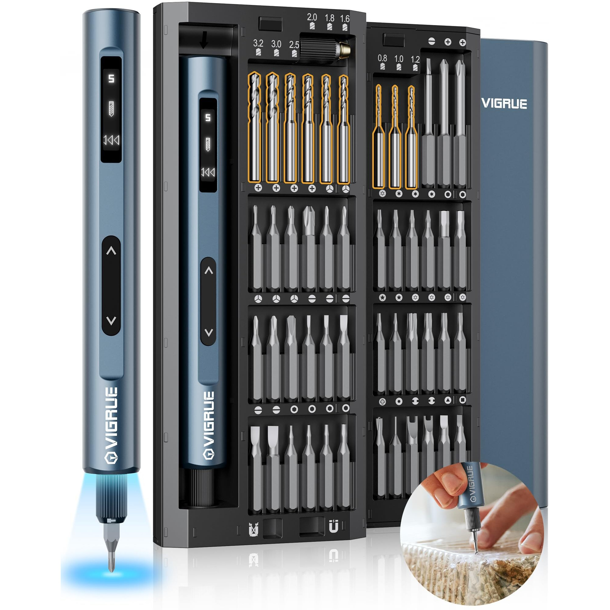 Vigrue Electric Screwdriver, 400Rpm Precision Screwdriver | Mini Electric Drill 2 In 1 Tool Set, 5 Torque Settings 48 Magnetic Bits, Power Screwdriver Cordless For Phones Watch Jewelers Laptops