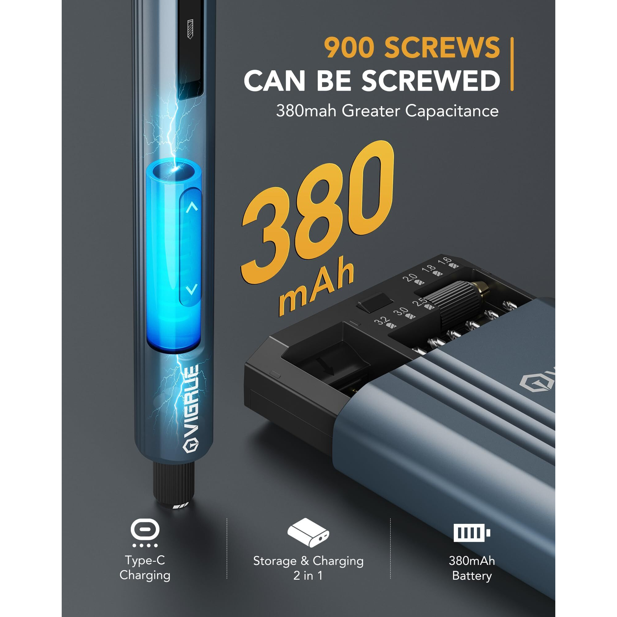 Vigrue Electric Screwdriver, 400Rpm Precision Screwdriver | Mini Electric Drill 2 In 1 Tool Set, 5 Torque Settings 48 Magnetic Bits, Power Screwdriver Cordless For Phones Watch Jewelers Laptops