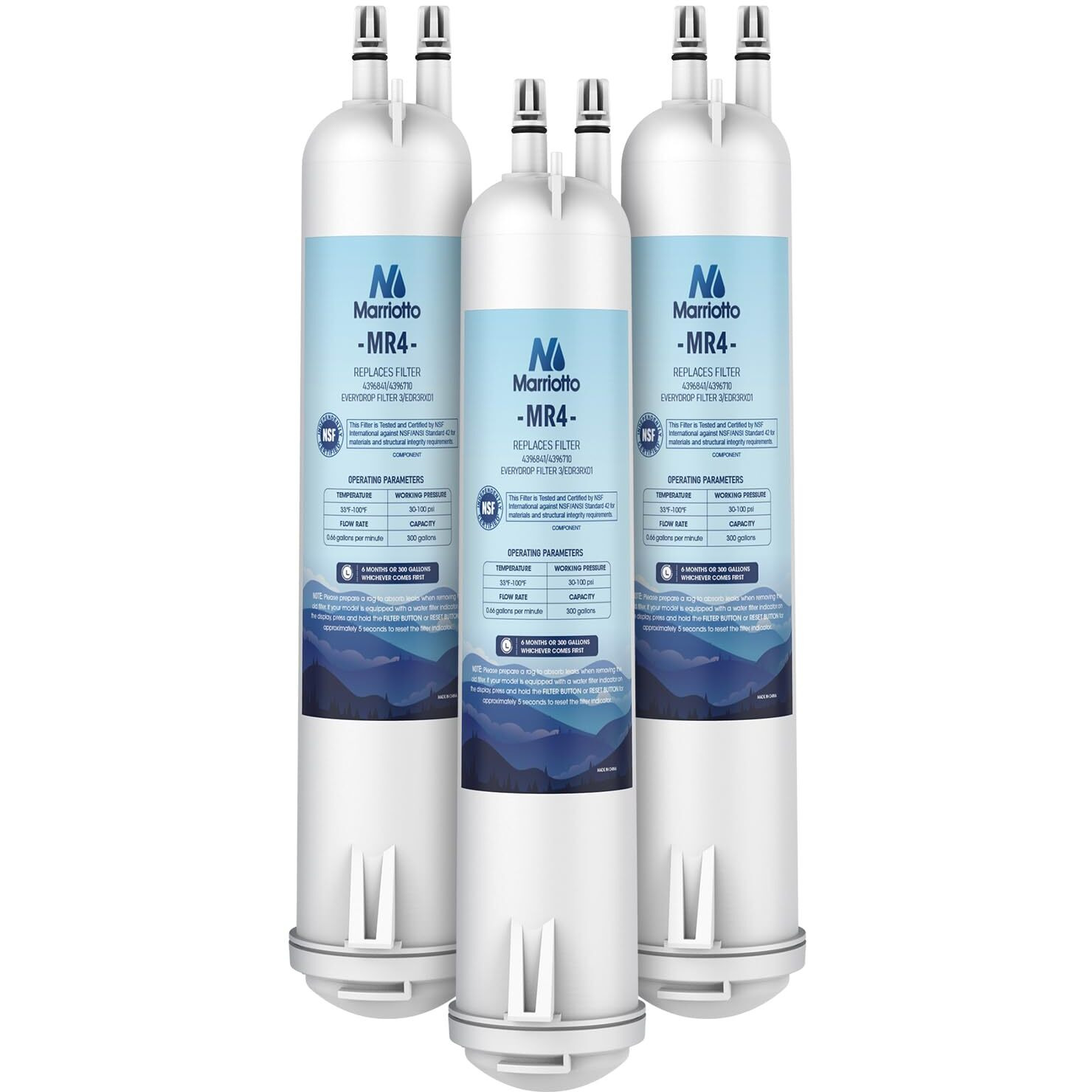 Marriotto Mrw4 Refrigerator Water Filter Compatible With Edr3Rxd1, 4396841, 4396710, Filter 3, 46-9083,46-9030, 9030, 9083 Refrigerator Water Filter | 3 Pack