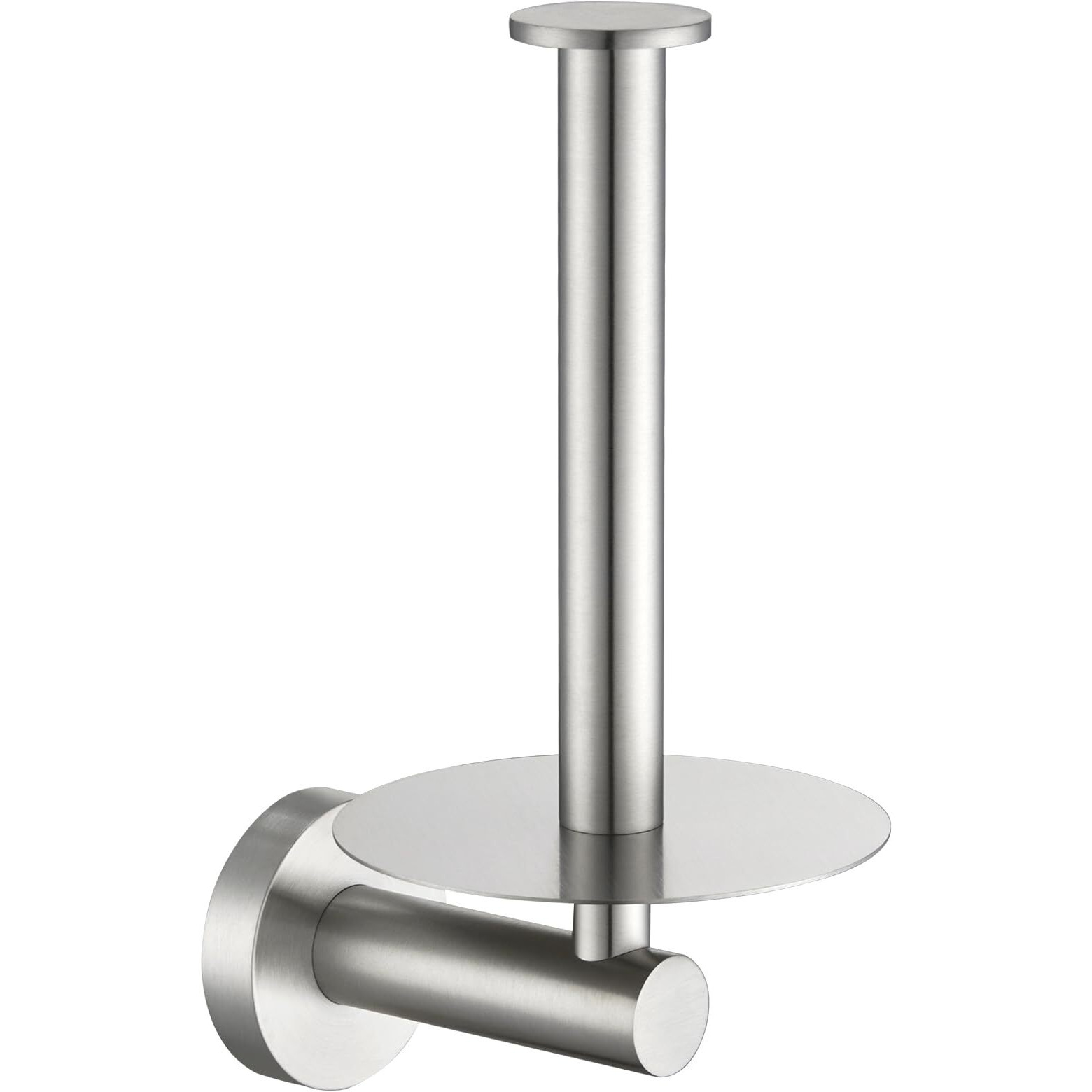 Vertical Toilet Paper Holder, Aomasi Sus304 Stainless Steel Toilet Tissue Roll Hanger With Round Plate, Bathroom Tp Roll Organizer, Wall Mounted, Brushed Nickel