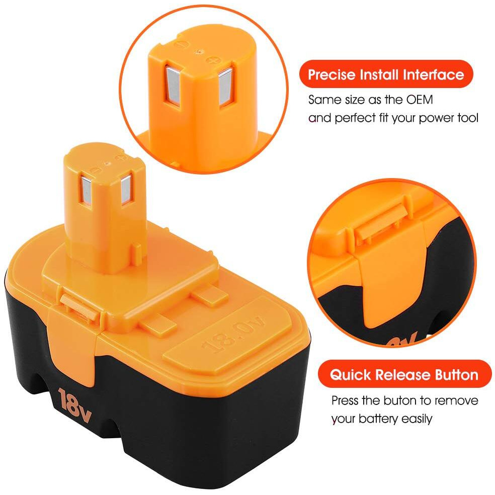 3600Mah Ni-Mh Replacement Battery For Ryobi 18V Battery P100 P101 Abp1801 Abp1803 Bpp1820 Compatible With Ryobi Battery 18 Volt Tools 130224028 130224007 Cordless Power Tools 2 Packs 3.6Ah 18V