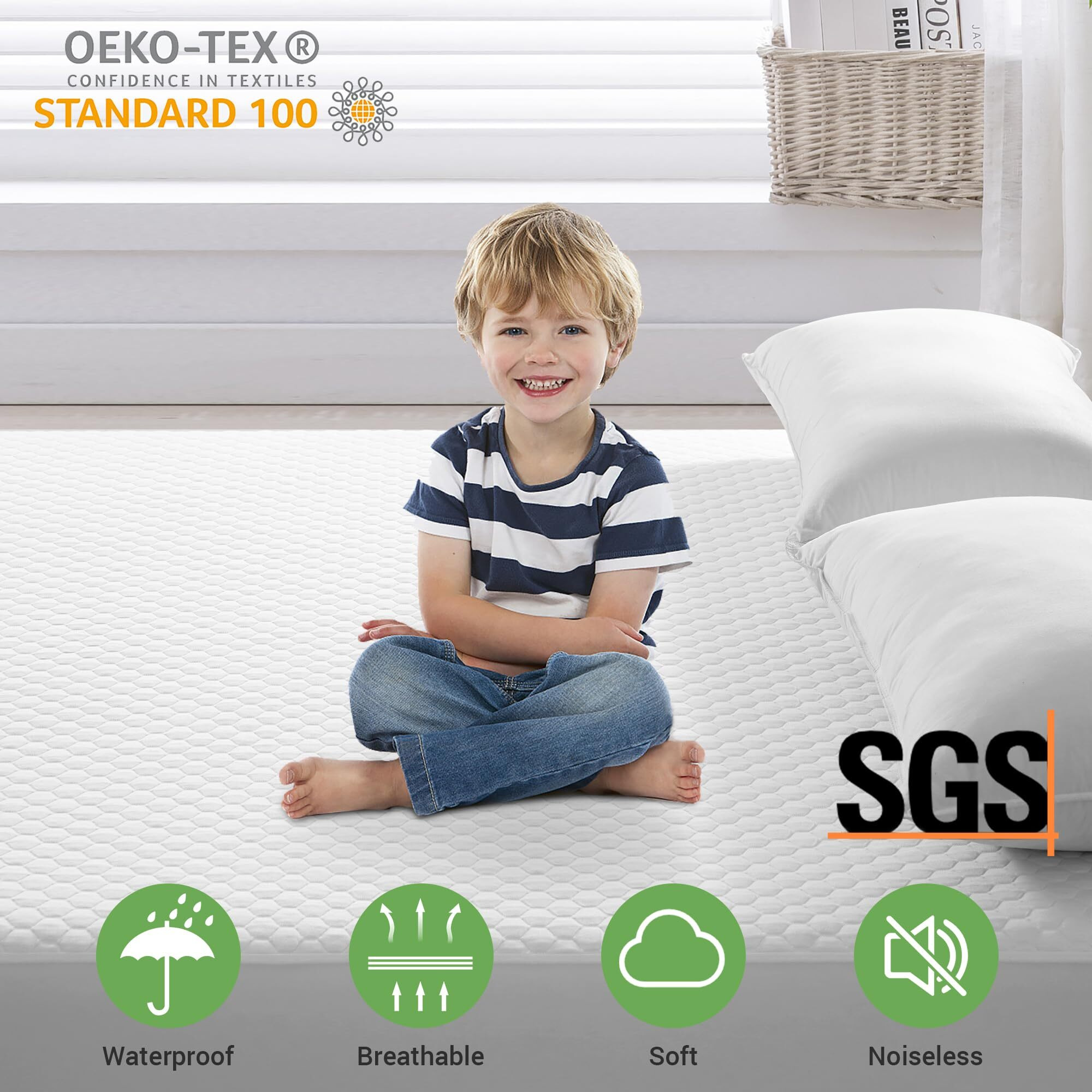 Meritlife Premium 100% Waterproof Mattress Protector Cal King Size,Cooling Breathable California King Mattress Pad Cover 3D Air Fabric,8-21"" Extra Deep Pocket,Washable,Noiseless (Beehive,Cal King)