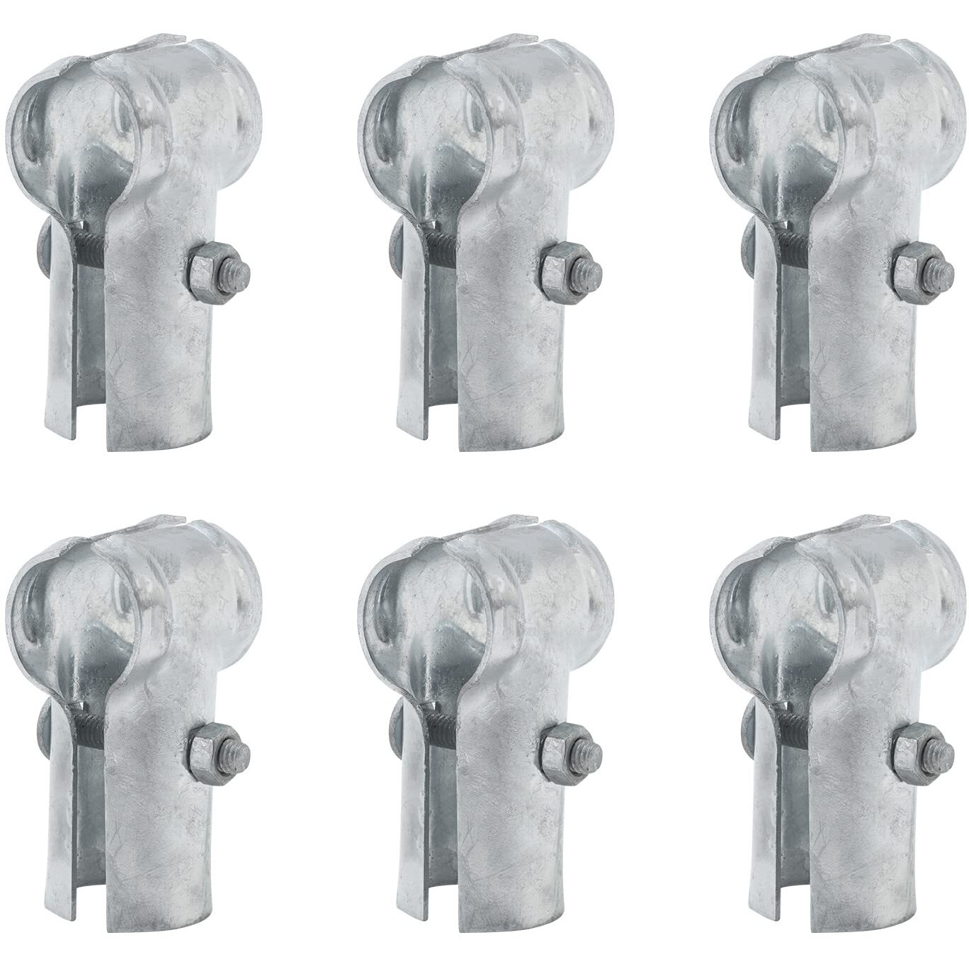 Vivida End Rail Clamps 1-3/8"" X 1-3/8"", End Rail T Clamps Chain Link Fence Fittings, Panel T Clamps For 1-3/8"" Od Pipe, Galvanized Fence Pipe T Clamps, Chain Link Fence Parts, 6 Pcs
