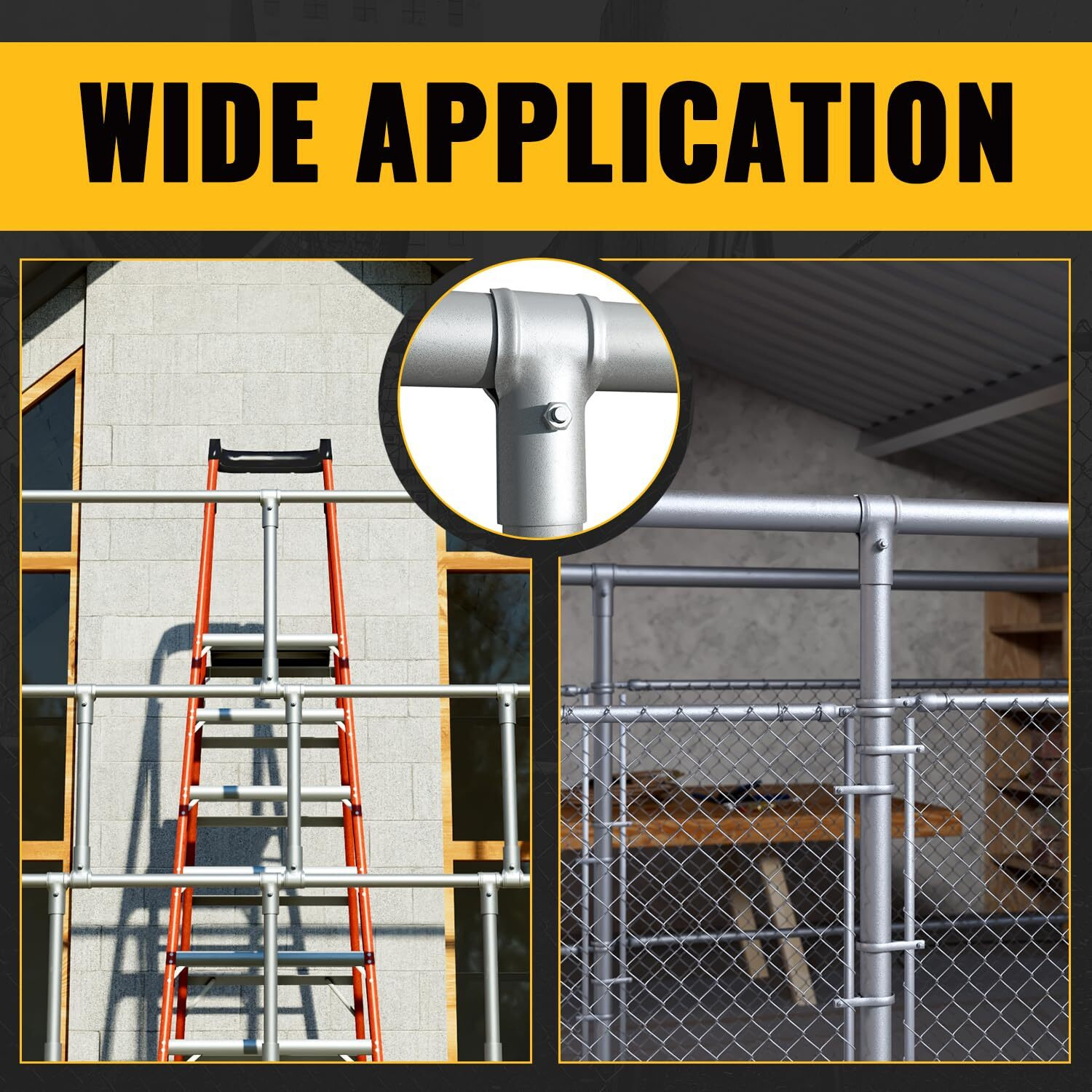 Vivida End Rail Clamps 1-3/8"" X 1-3/8"", End Rail T Clamps Chain Link Fence Fittings, Panel T Clamps For 1-3/8"" Od Pipe, Galvanized Fence Pipe T Clamps, Chain Link Fence Parts, 6 Pcs