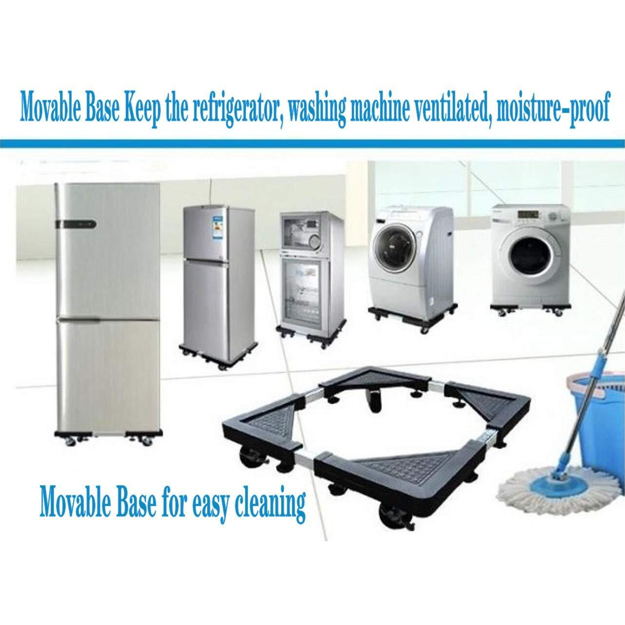 Movable Base Size Adjustable Washing Machine Base For Dryer Refrigerator Telescopic Furniture Dolly Roller With Swivel Locking Casters (4 Wheels) 16-22""