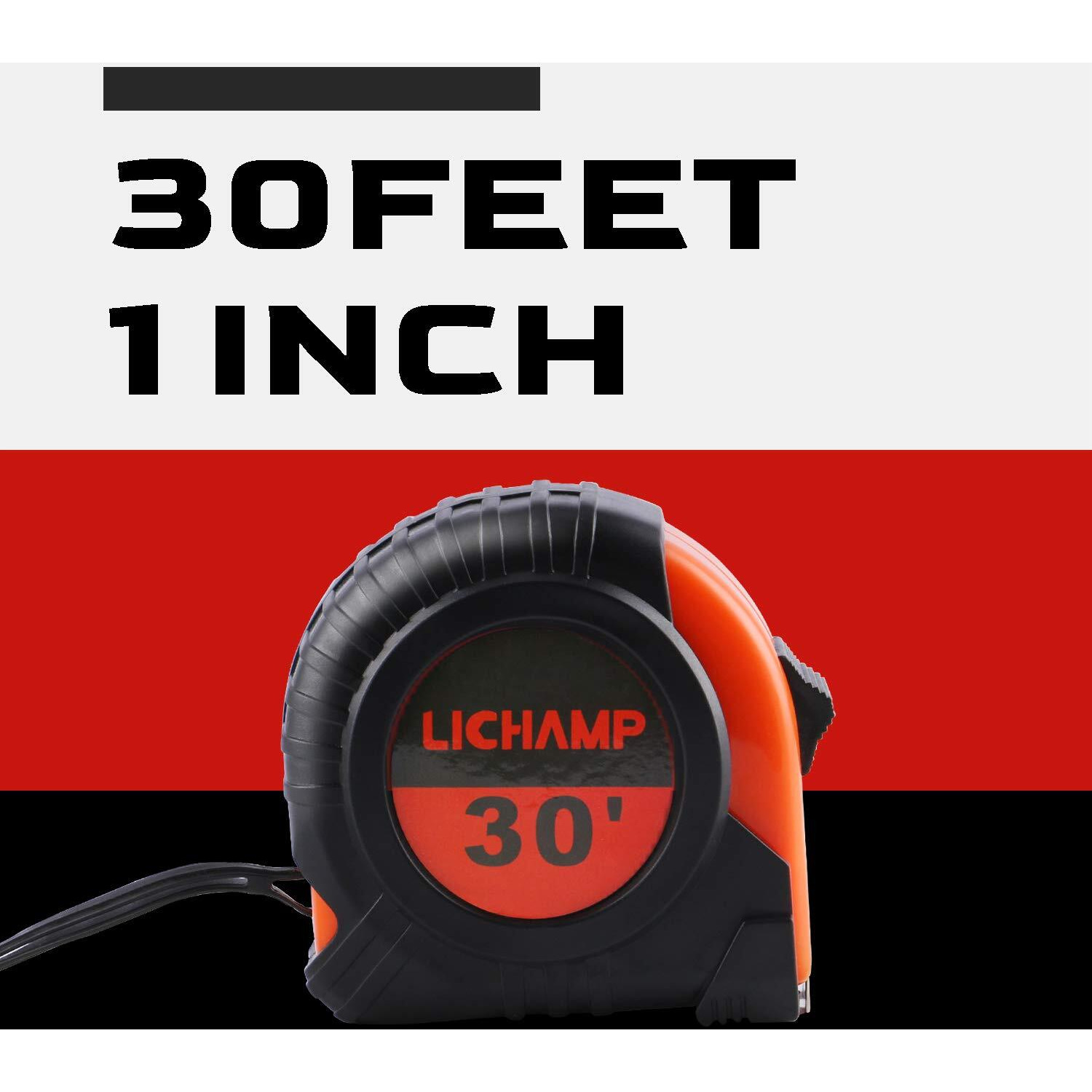 Lichamp Tape Measure 30-Foot, 2 Pack Bulk Easy Read Measuring Tape Retractable Metric/Fractional, Measurement Tape 29.5Ft/9M By 1-Inch