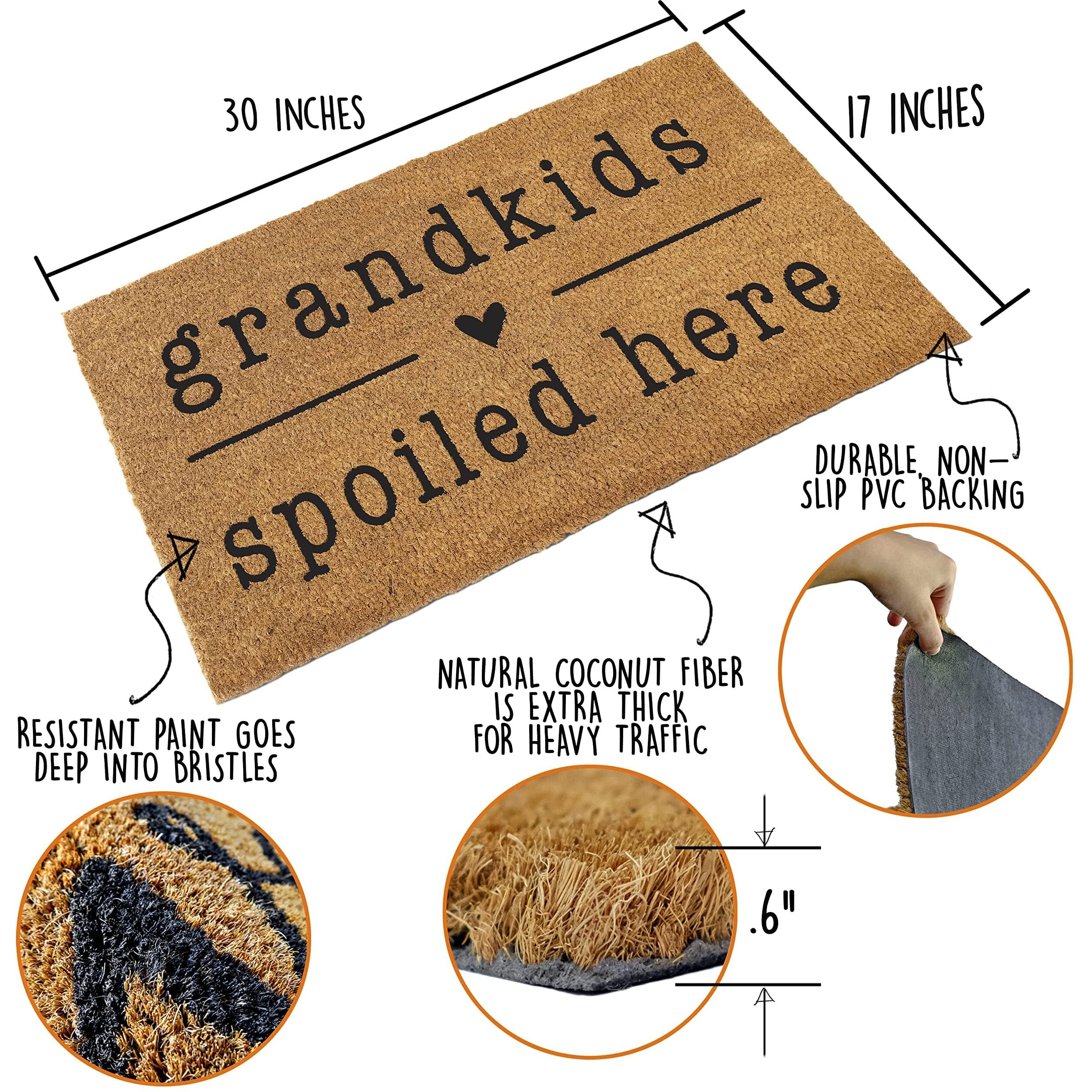 Grandkids Spoiled Here Doormat 30X17 Inch, Grandkids Welcome Doormat, Grandkids Welcome Door Mat Outdoors Funny, Welcome Grandparents Door Mat, Grandma And Grandpa Door Mat Grandkids Welcome Mat