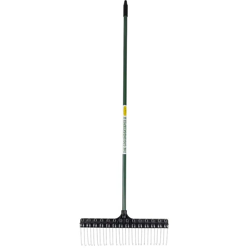 The Groundskeeper Ii Green Rake 55-Inch Lightweight Fiberglass Handle, 21-Inch Head, Durable Steel Tines For Gardening, De-Thatching Or Professional Landscaping