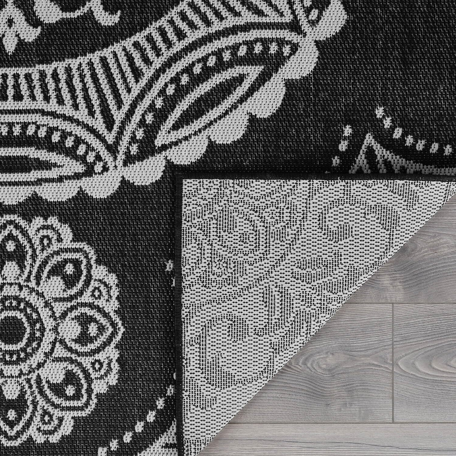 Luul Home Medallion Outdoor Rug 9X12 Washable Outside Carpet For Indoor Patio Porch Waterproof Easy Cleaning Non Shedding Area Rugs Black 9 X 12