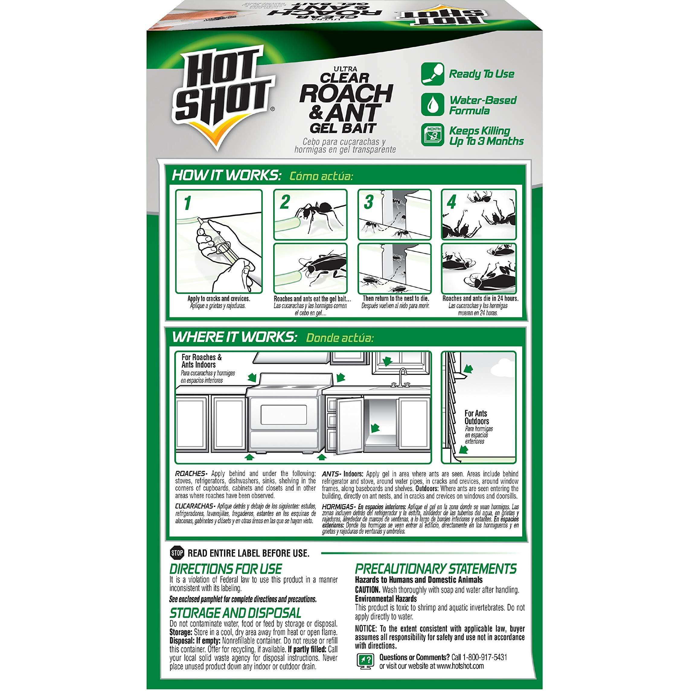 Hot Shot Ultra Clear Roach & Ant Insects Gel Bait , 2.5 Oz
