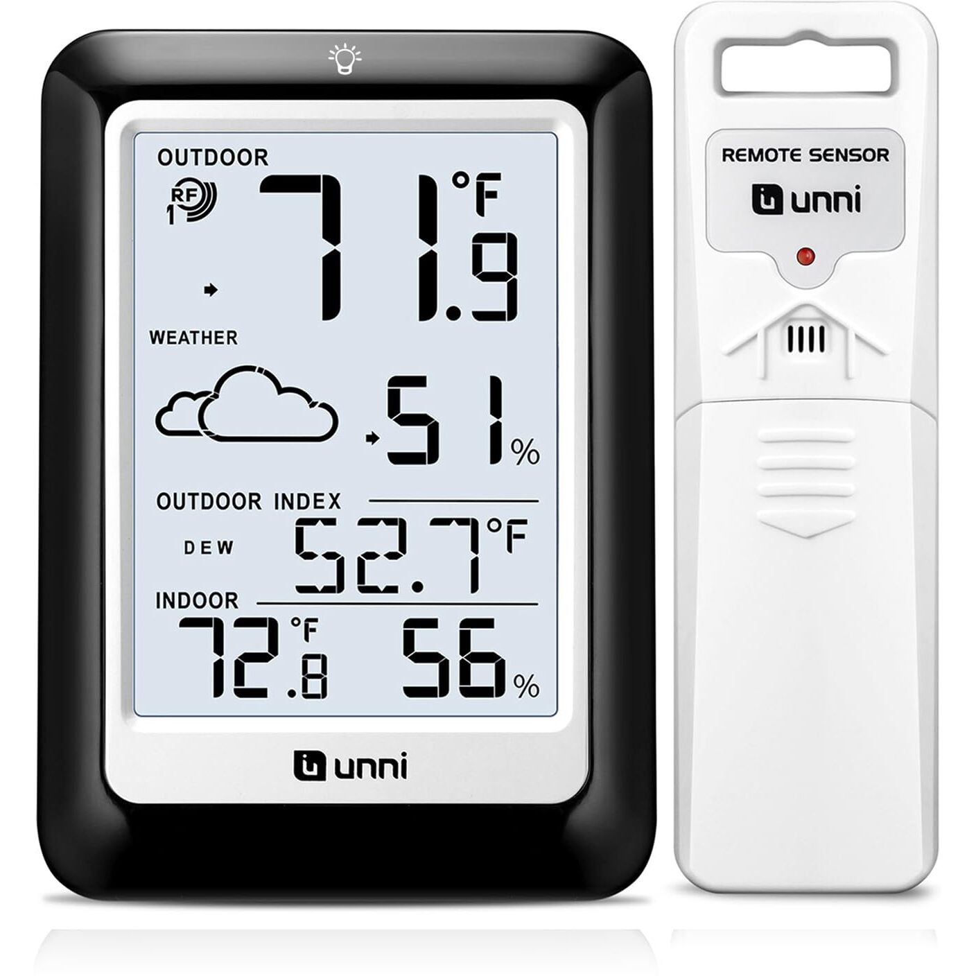 Indoor Outdoor Thermometer Hygrometer Wireless Weather Station, Temperature Humidity Monitor Battery Powered Inside Outside Thermometers With 330Ft Range Remote Sensor(Black)