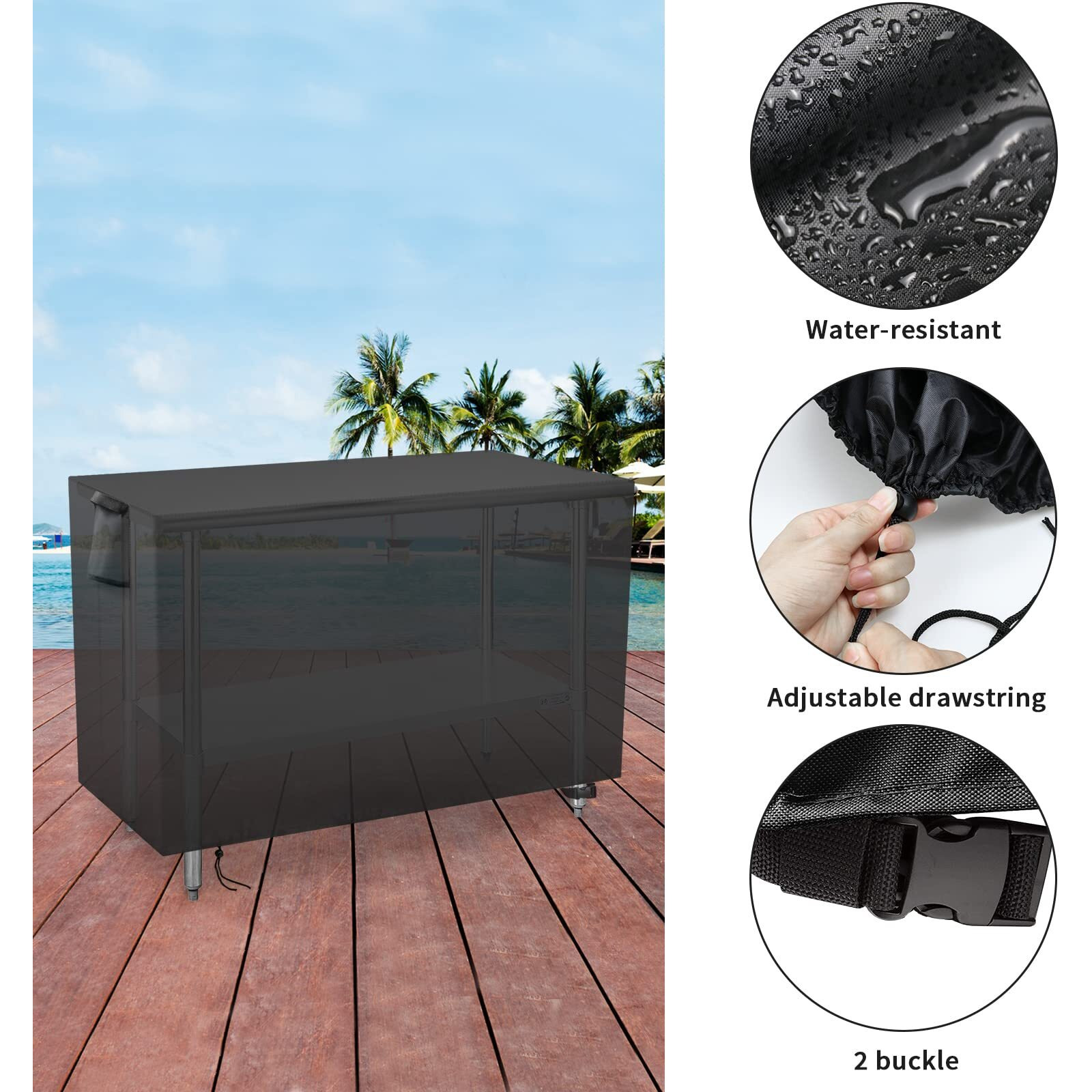 Youlvy Outdoor Prep Table Cover 48 Inch,Waterproof Patio Stainless Steel Table Cover Metal Bbq Table Cover All Season Pretection For Outdoor Table (Only Cover) - 48 X 30 X 35 Inch