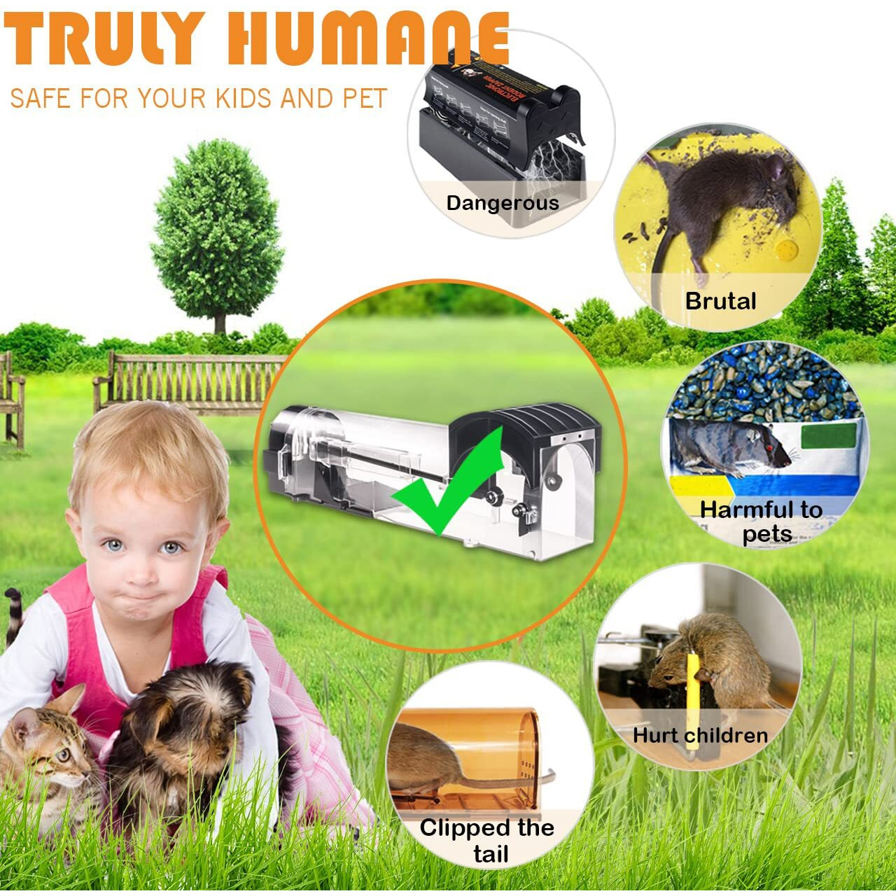 Humane Mouse Traps, 12 Inches Enlarged No Kill Rat Live Traps For Chipmunks, Reusable Catch And Release Mice, Pet And Children Friendly Mouse Trap That Work (2 Pack)