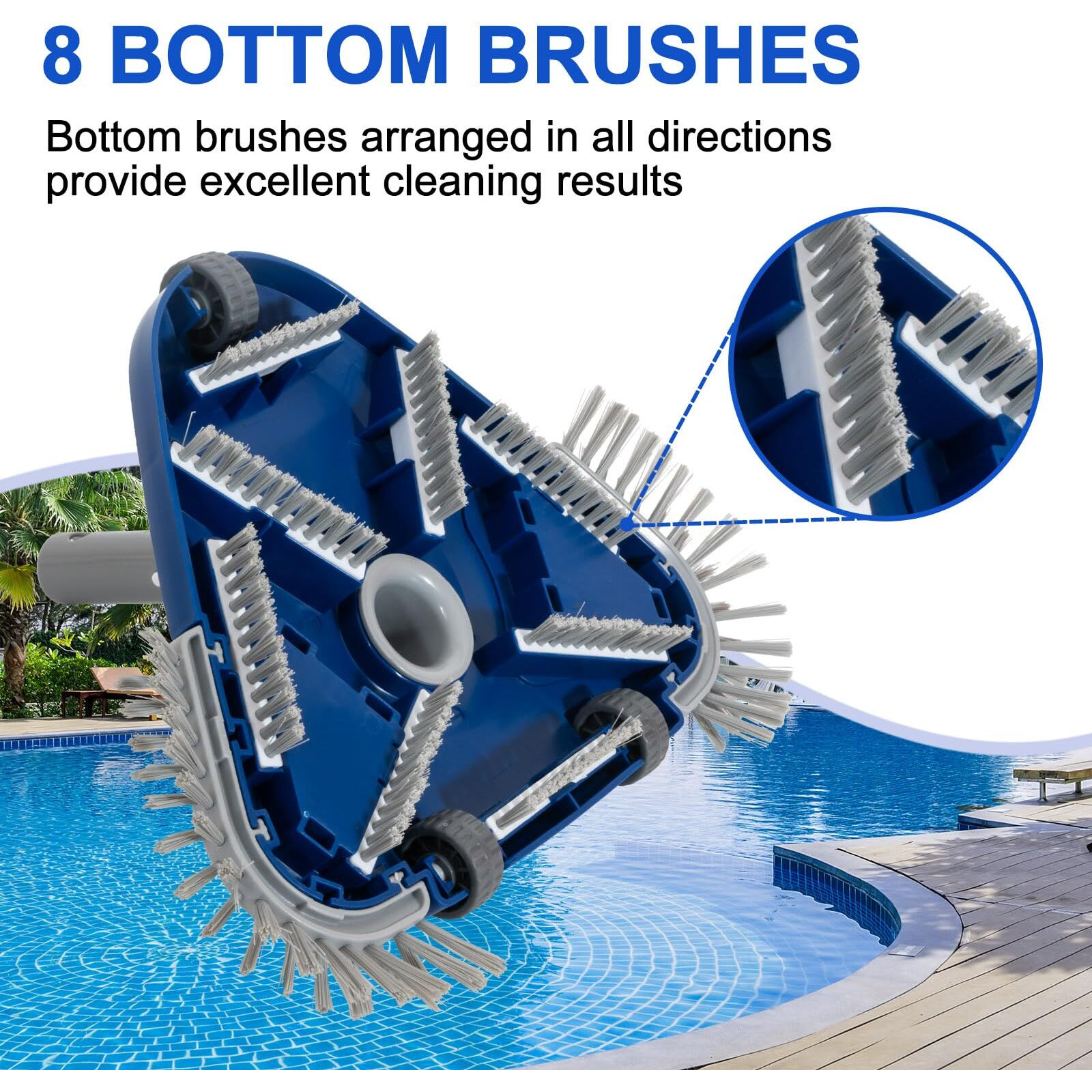 Poolaza Pool Vacuum Head, Weighted Pool Vacuum Head With 1-1/4'',1-1/2'' Swivel Hose Connection, Bottom & Side Brushes, Pool Vacuum Heads For Inground Pools, Above Ground Pools & Vinyl Lined Pools