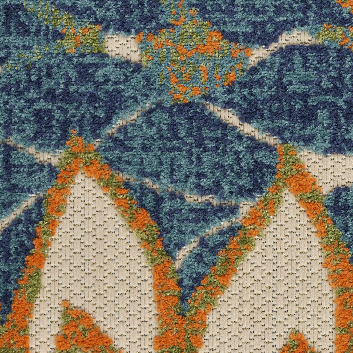 Nourison Aloha Indoor Outdoor Blue Green 3'6"" X 5'6"" Area Rug, Easy Cleaning, Non Shedding, Bed Room, Living Room, Dining Room, Backyard, Deck, Patio (4X6)