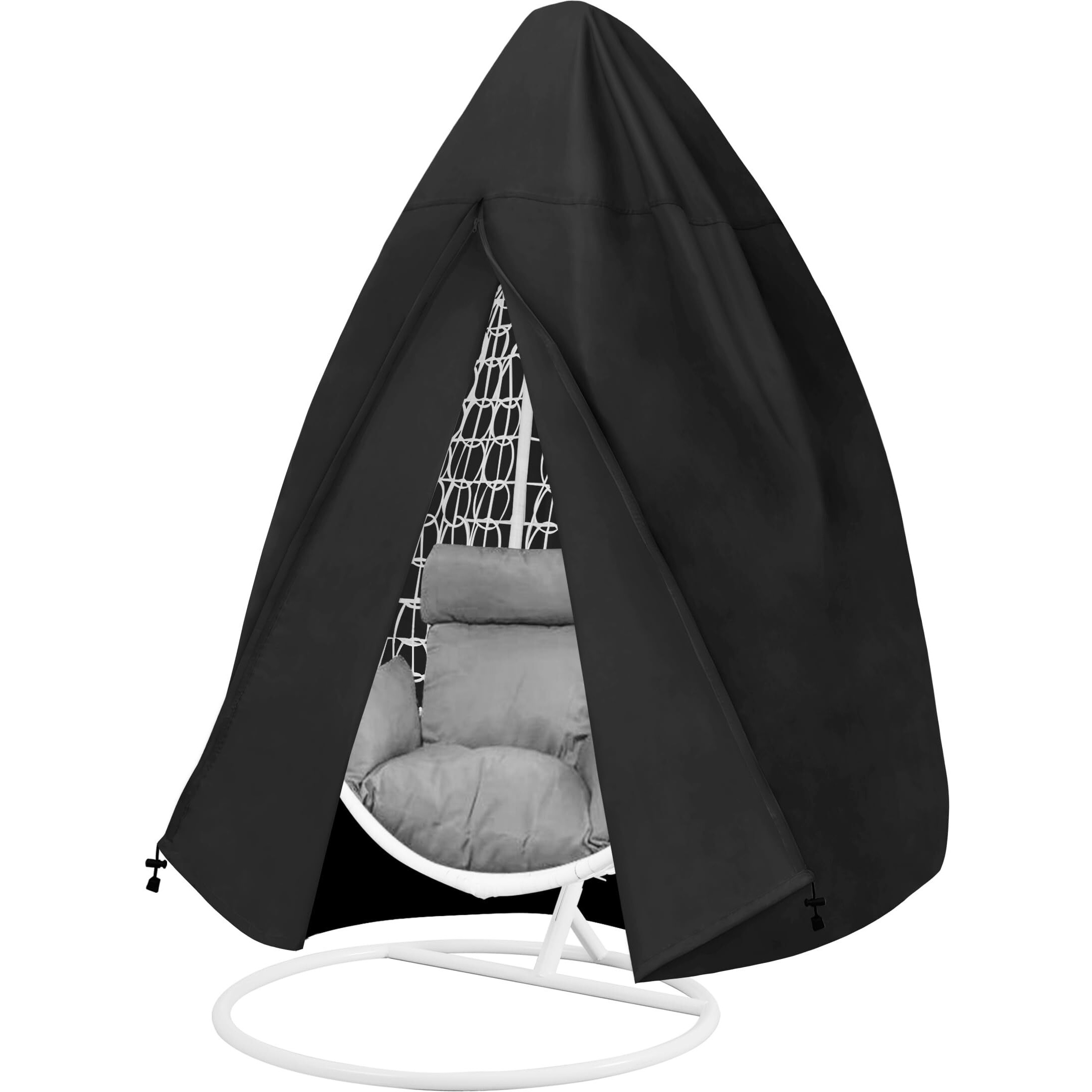 Easy-Going Patio Egg Chair Cover, Uv Resistant Waterproof Swing Hanging Egg Chair Cover With Zipper, Outdoor Wicker Single Seat Egg Chair Cover, Black