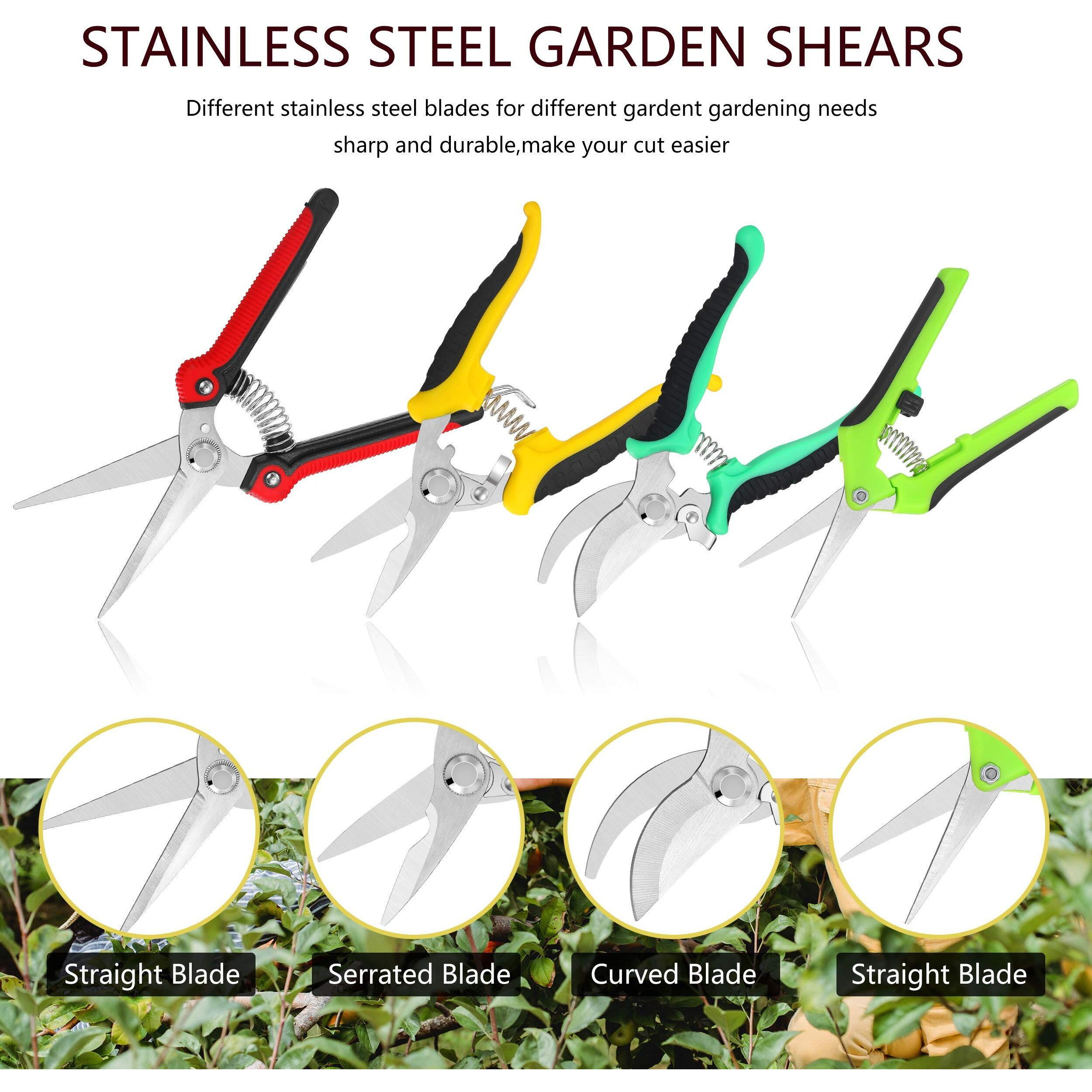 5 Pack Garden Pruning Shears Stainless Steel Blades, Handheld Scissors Set With Gardening Gloves,Heavy Duty Garden Bypass Pruning Shears,Tree Trimmers Secateurs, Hand Pruner (Multi-Color)