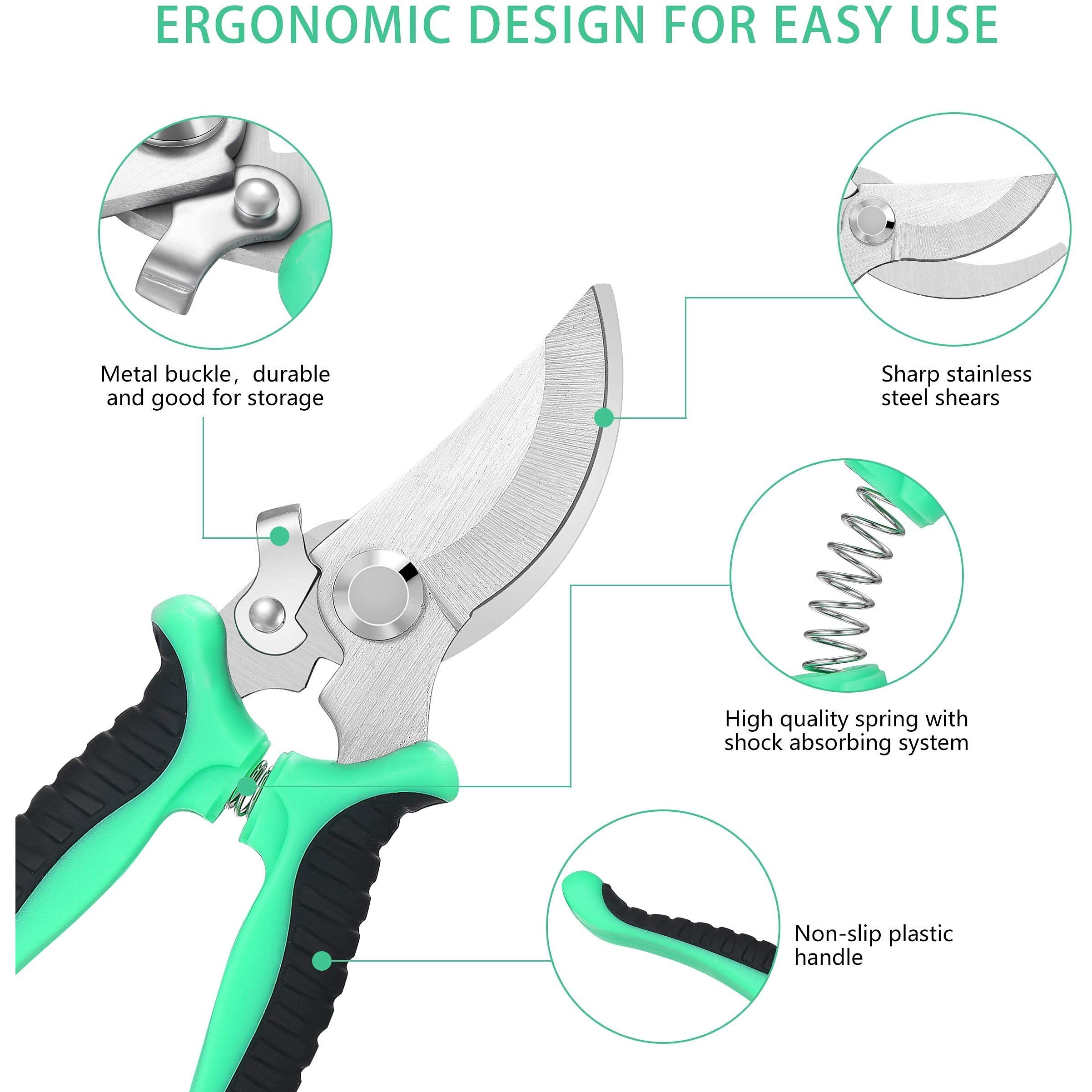 5 Pack Garden Pruning Shears Stainless Steel Blades, Handheld Scissors Set With Gardening Gloves,Heavy Duty Garden Bypass Pruning Shears,Tree Trimmers Secateurs, Hand Pruner (Multi-Color)