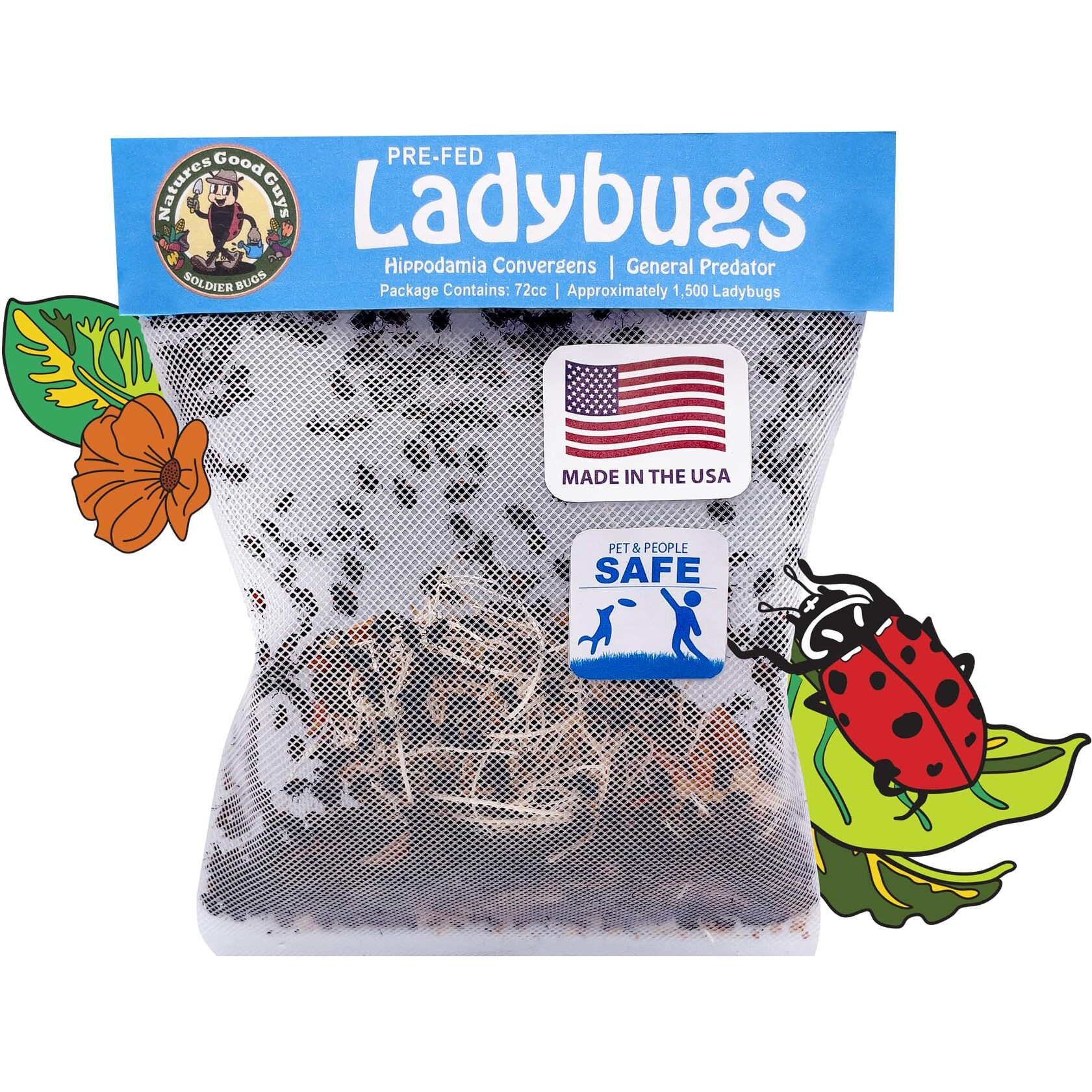 Naturesgoodguys 1500 Live Ladybugs - Good Bugs- Ladybugs - Guaranteed Live Delivery