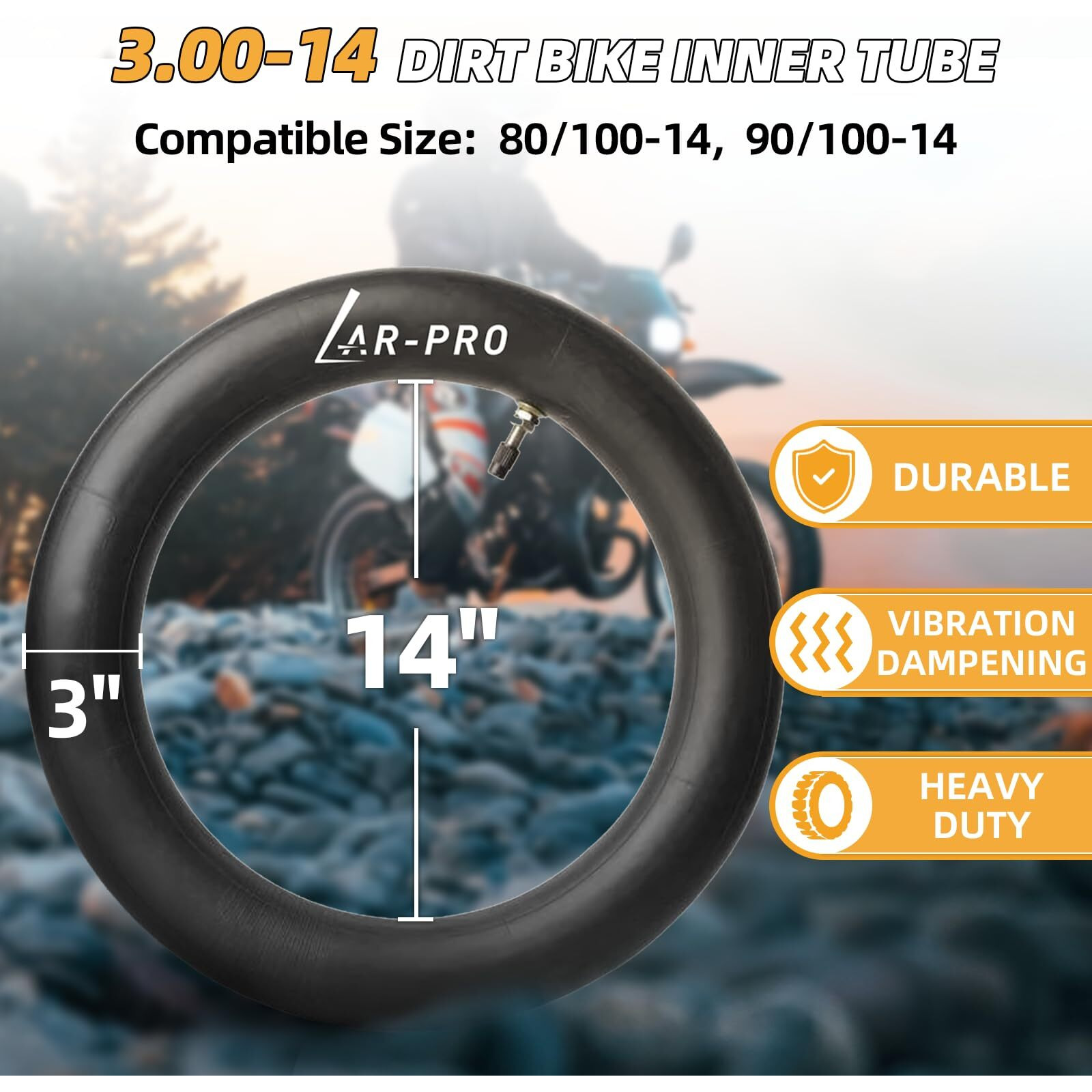 (2-Pack) Universal Fit 3.00-14 Dirt Bike Inner Tubes - 90/100-14    Rear Inner Tube Compatible With 125Cc And 140Cc Pit Pro Bikes, Trail Bikes, Dirt Bikes, And Foot Bikes - Heavy Duty Inner Tubes