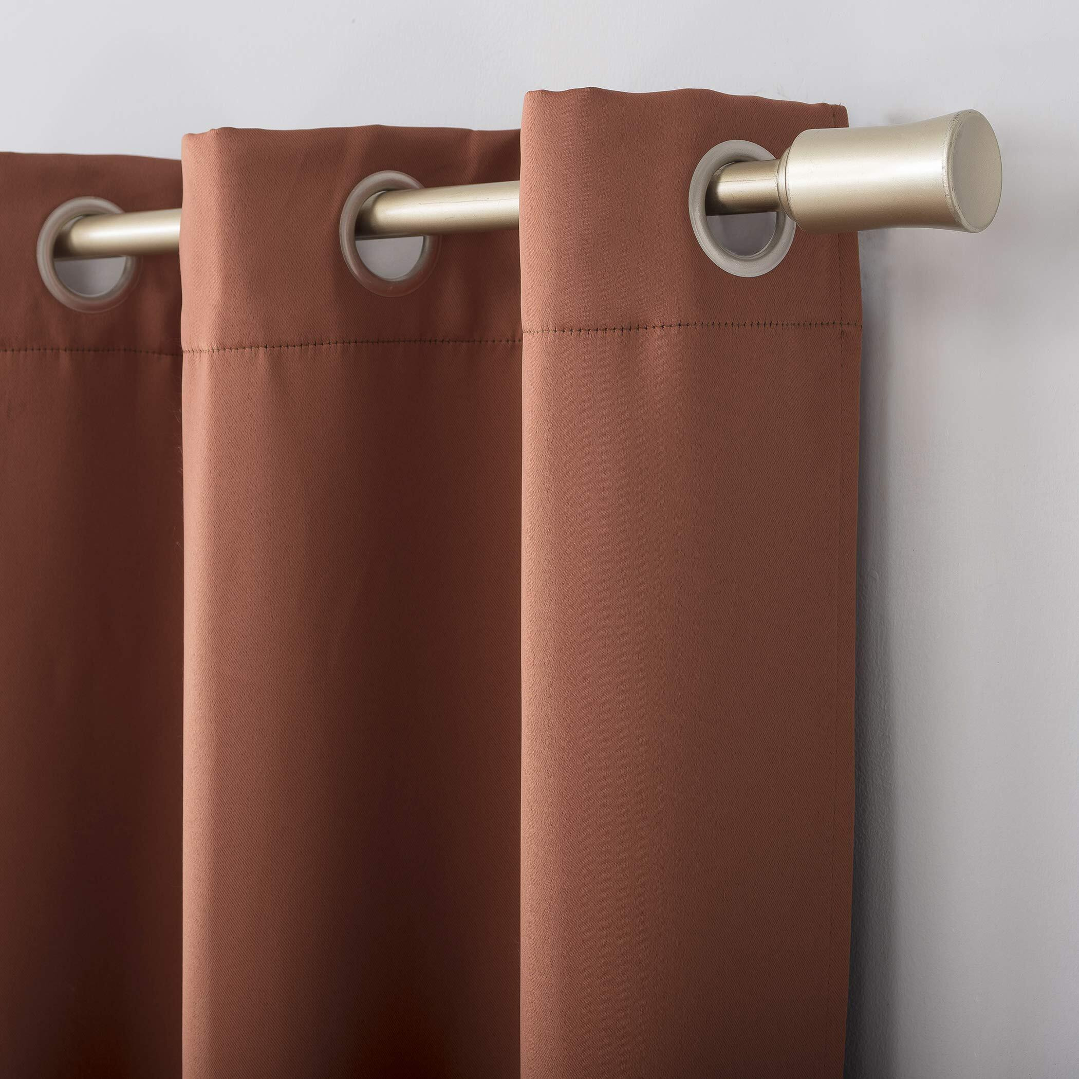 Sun Zero Easton Energy Saving Blackout Grommet Curtain Panel, 40"" X 95"", Terracotta Orange
