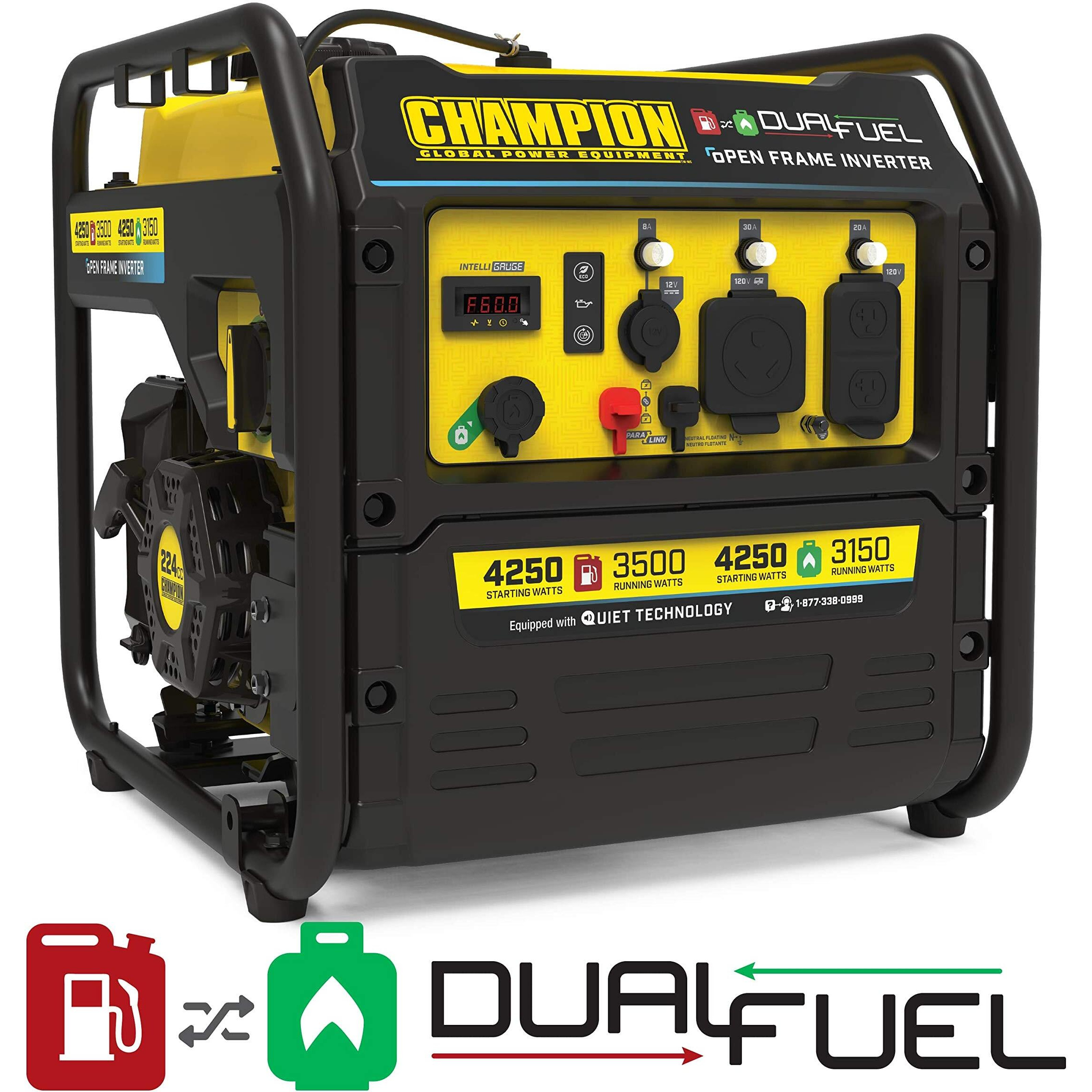 Champion Power Equipment 4250-Watt Dual Fuel Rv Ready Portable Open Frame Inverter Generator With Quiet Technology