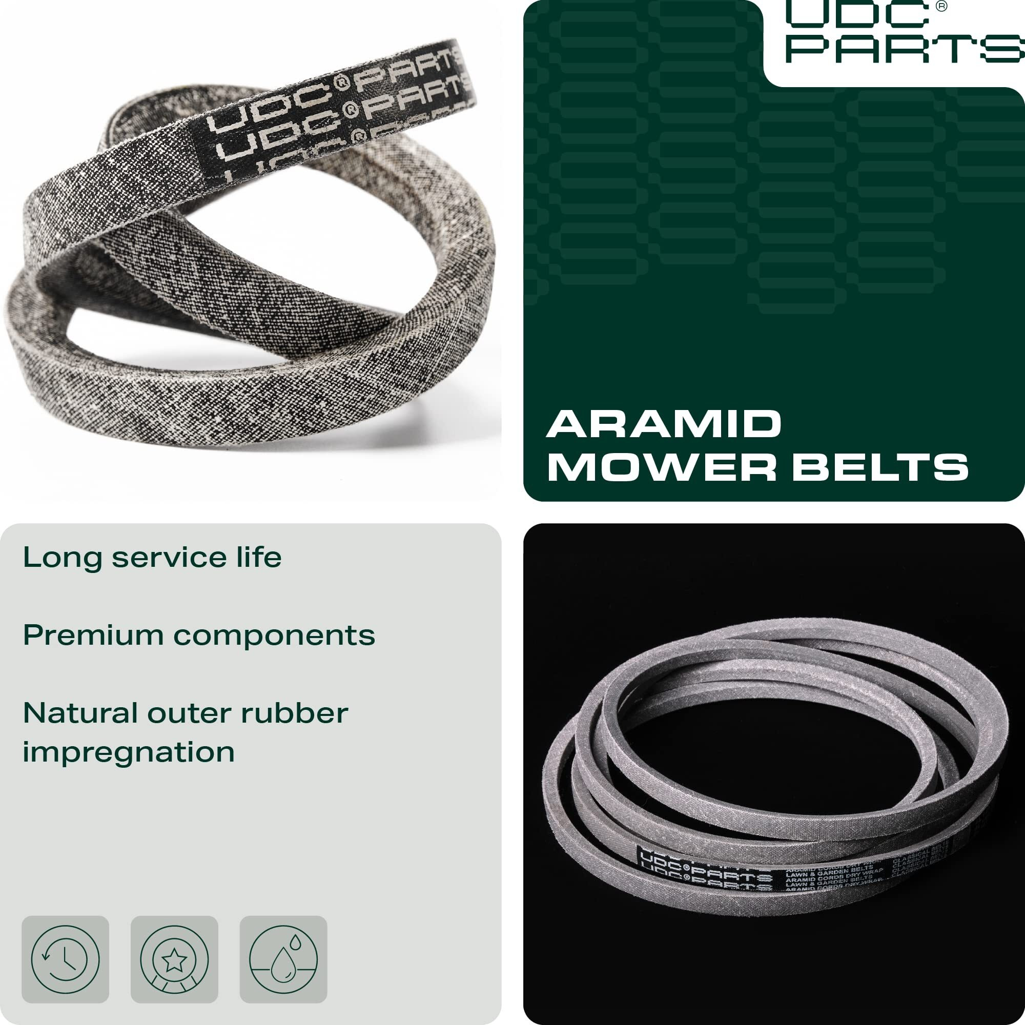 Udc Parts Mower Deck Belt 539114557 / Kevlar Cord / 154.00 Inches/For Husqvarna Craftsman Poulan Rz5424 Rz5426 Z254