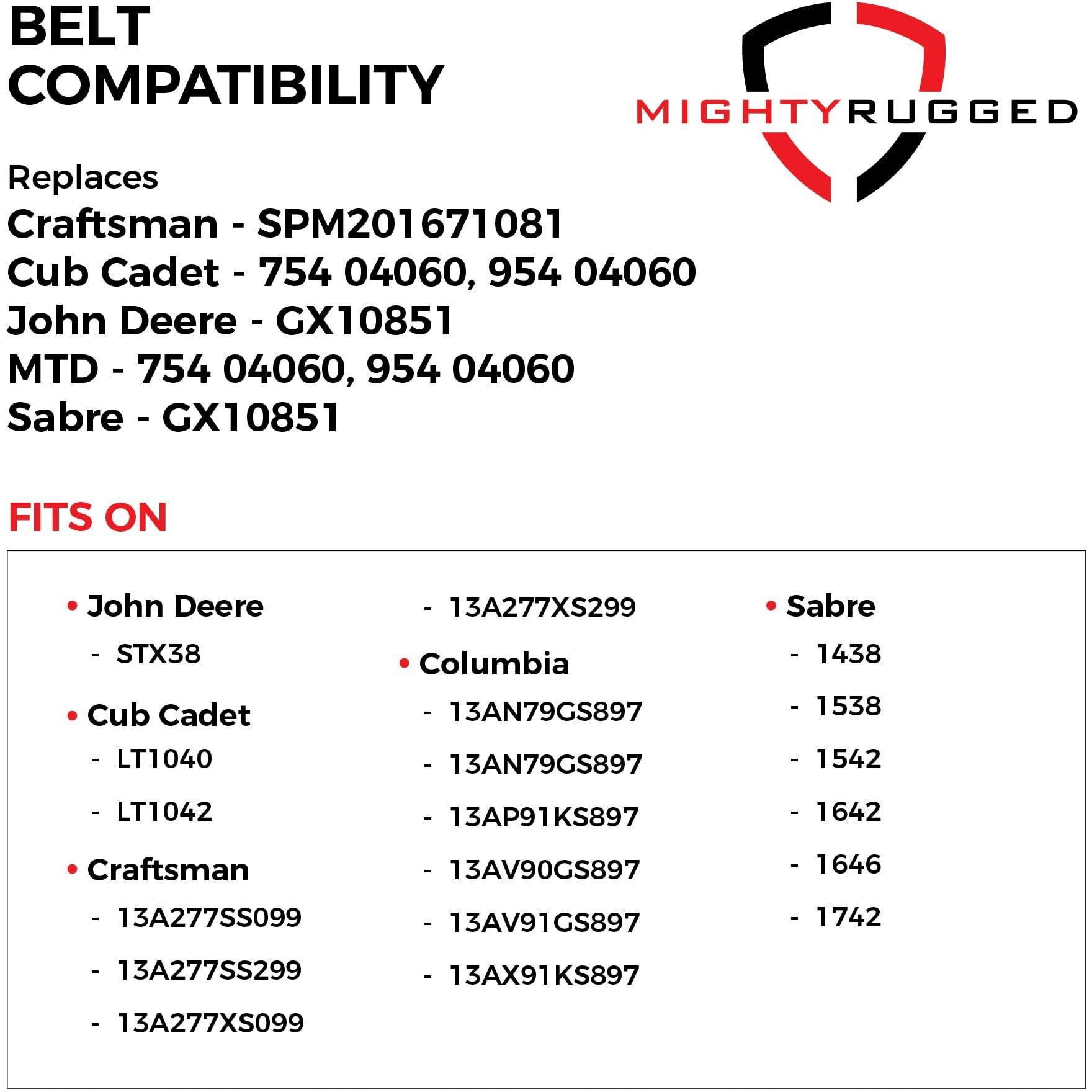 754 04060, 954 04060 Lawn Mower Deck Belt Replacement - Belt Length 96.5"" - Heavy-Duty, Durable, Fits Craftsman/Cub Cadet/John Deere/Sabre Mowers 954-04060B, 954-04060C, 954-04060, 754-04060B