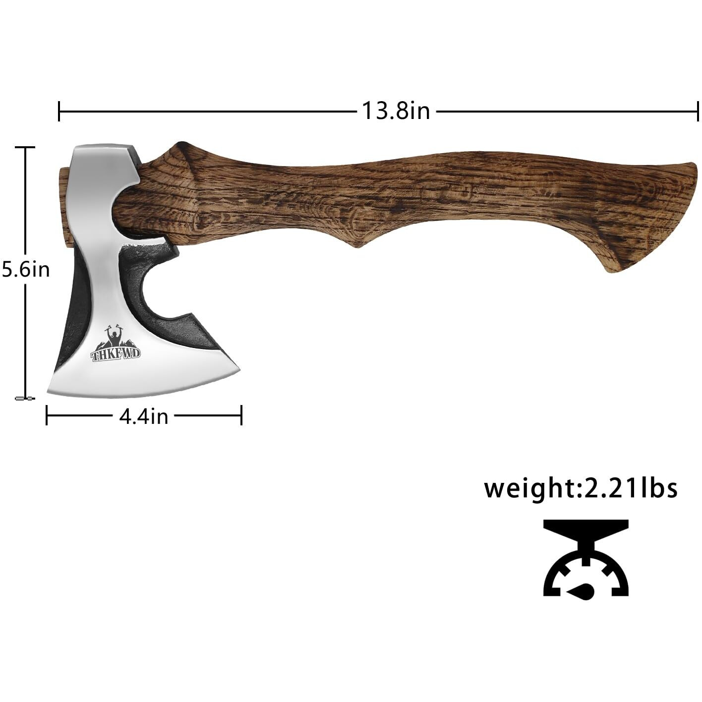 Camping Hatchet -Chopping Axe With Leather Sheath, 13.8"" Forged Carbon Steel Wood Splitting Axe For Chopping Camping Survival