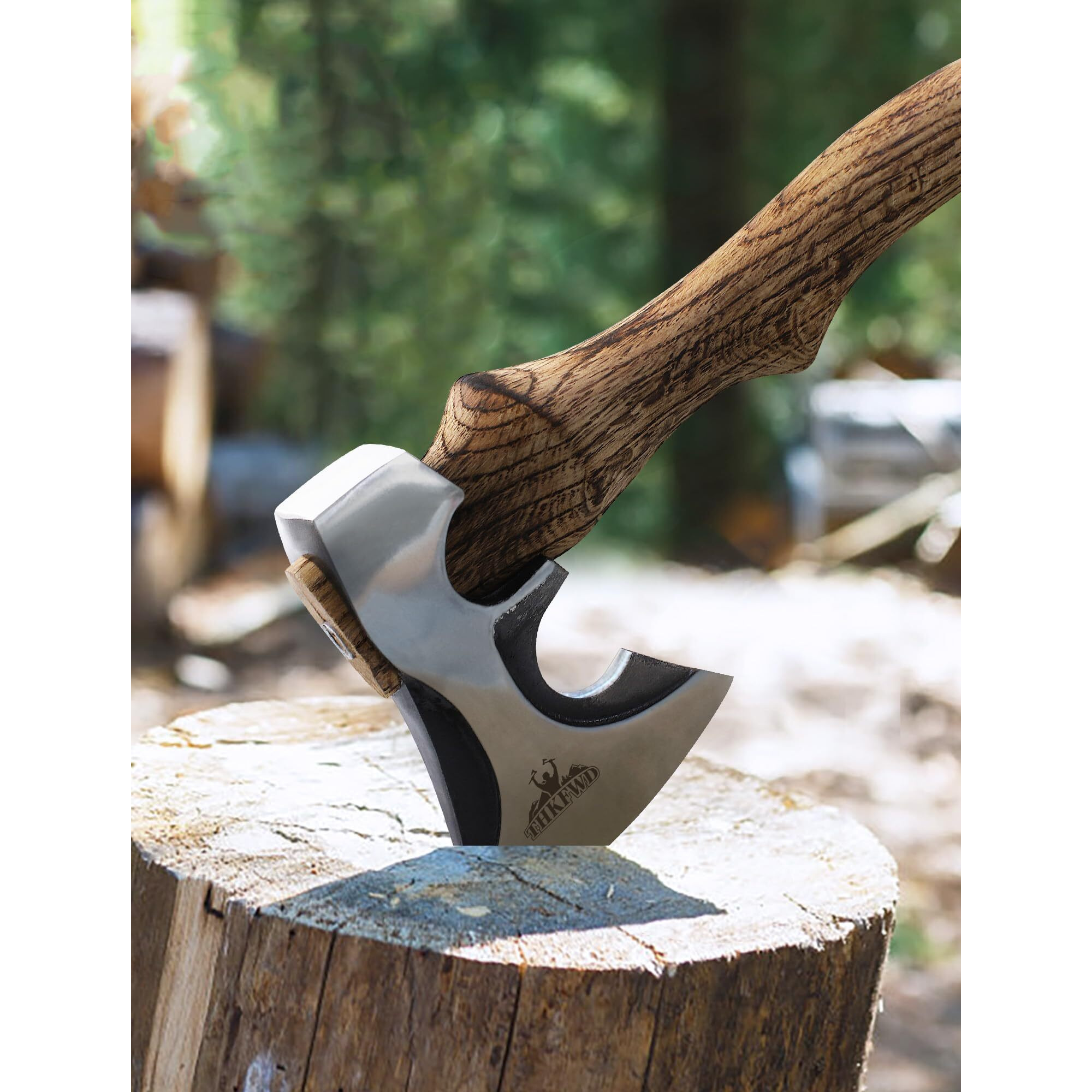 Camping Hatchet -Chopping Axe With Leather Sheath, 13.8"" Forged Carbon Steel Wood Splitting Axe For Chopping Camping Survival