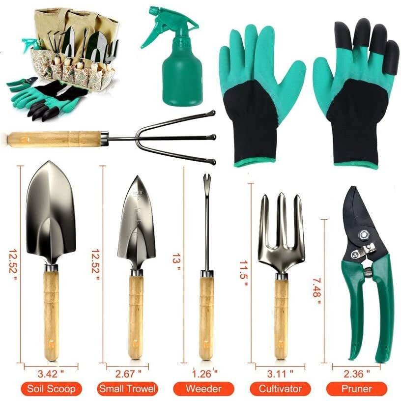 Garden Tool Set, Stainless Steel Heavy Duty Gardening Tool Set, With Non-Slip Grip, Storage Tote Bag, Outdoor Hand Tools, Ideal Garden Tool Kit Gifts For Women And Men