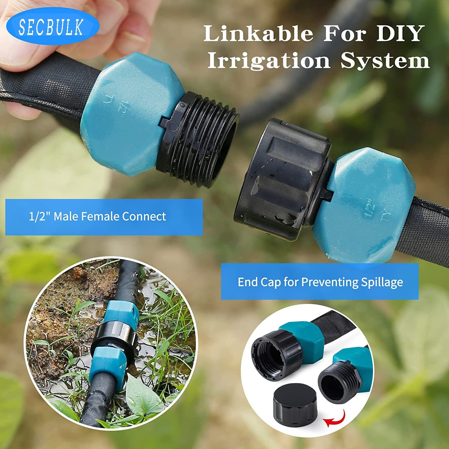 Secbulk 2024 Flat Soaker Hose 100 Ft With Stakes For Garden, 50Ft X 2 Linkable Drip Hose Diy Automates Garden Irrigation System Saving 80% Water, Dual-Layer Leak-Free Design Water Hose With Holes