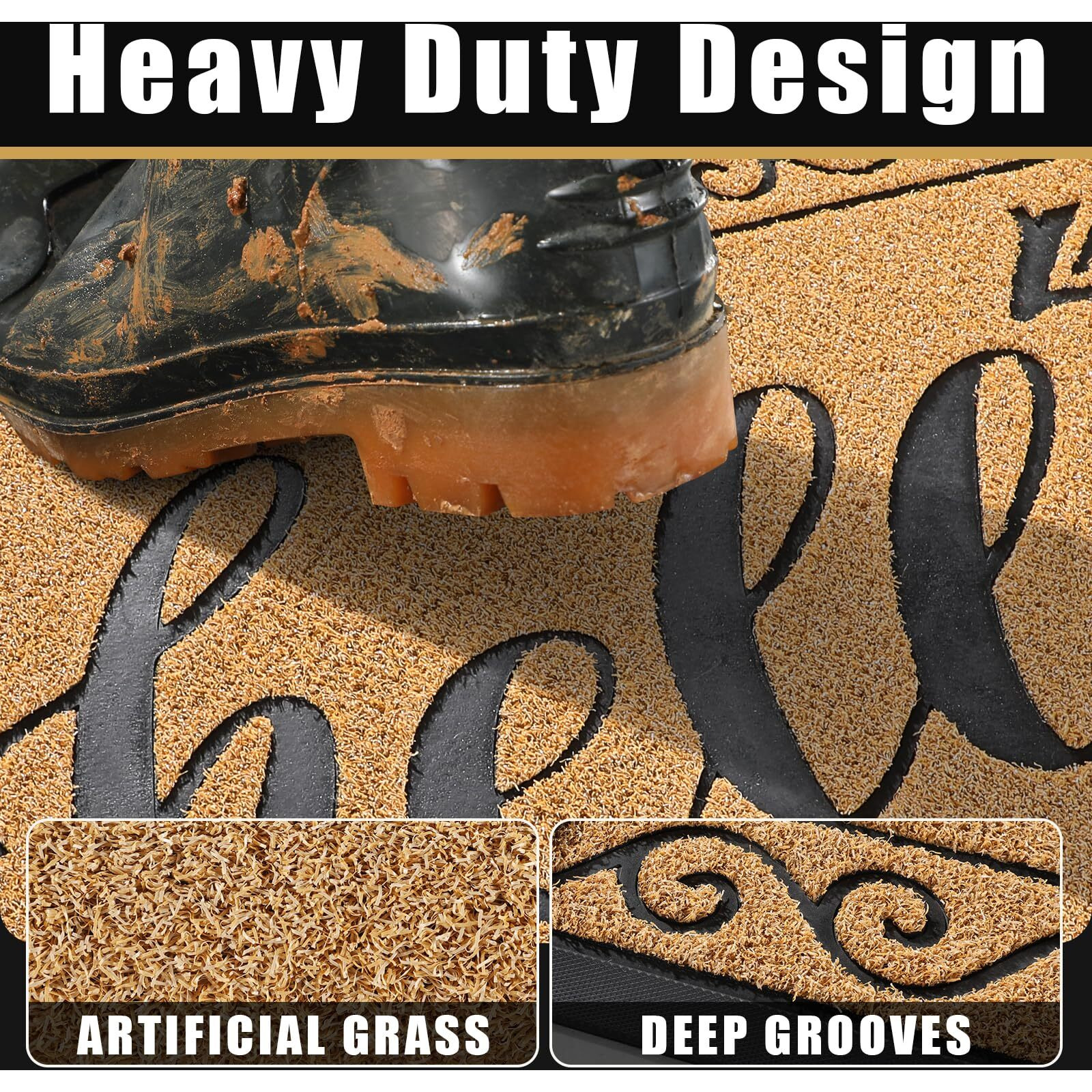 Yimobra Hello Door Mat, Outdoor Welcome Front Door Mats For Outside Entrance, Heavy Duty Non Slip Floor Matt For Home Entry, Sturdy Back Doormat For Patio Garage Office, 36 X 24 Inch,Yellow