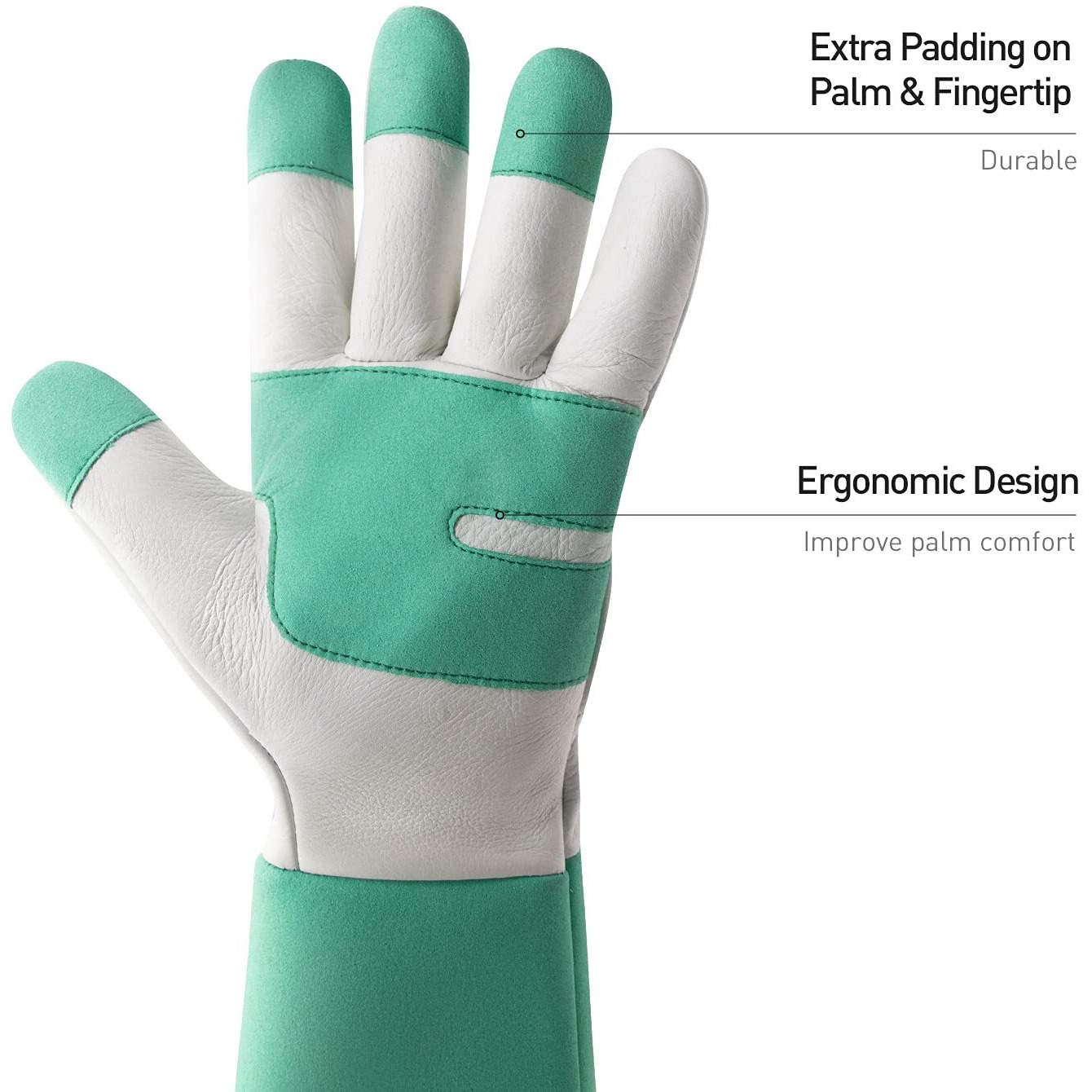 Handlandy Long Gardening Gloves For Men & Women, Thorn Proof Rose Pruning Gloves Leather Gauntlets Garden Gloves Yard Work Gloves (Small, Green)