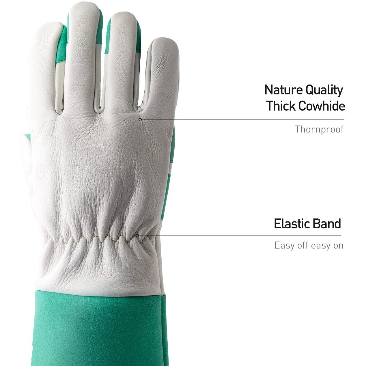 Handlandy Long Gardening Gloves For Men & Women, Thorn Proof Rose Pruning Gloves Leather Gauntlets Garden Gloves Yard Work Gloves (Small, Green)