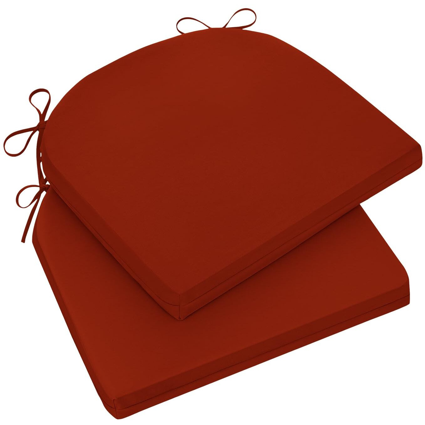 Wellsin Outdoor Chair Cushions For Patio Furniture - Patio Chair Cushions Set Of 2 - Waterproof Round Corner Outdoor Seat Cushions 17"&quotX16"&quotX2"", Brick Red