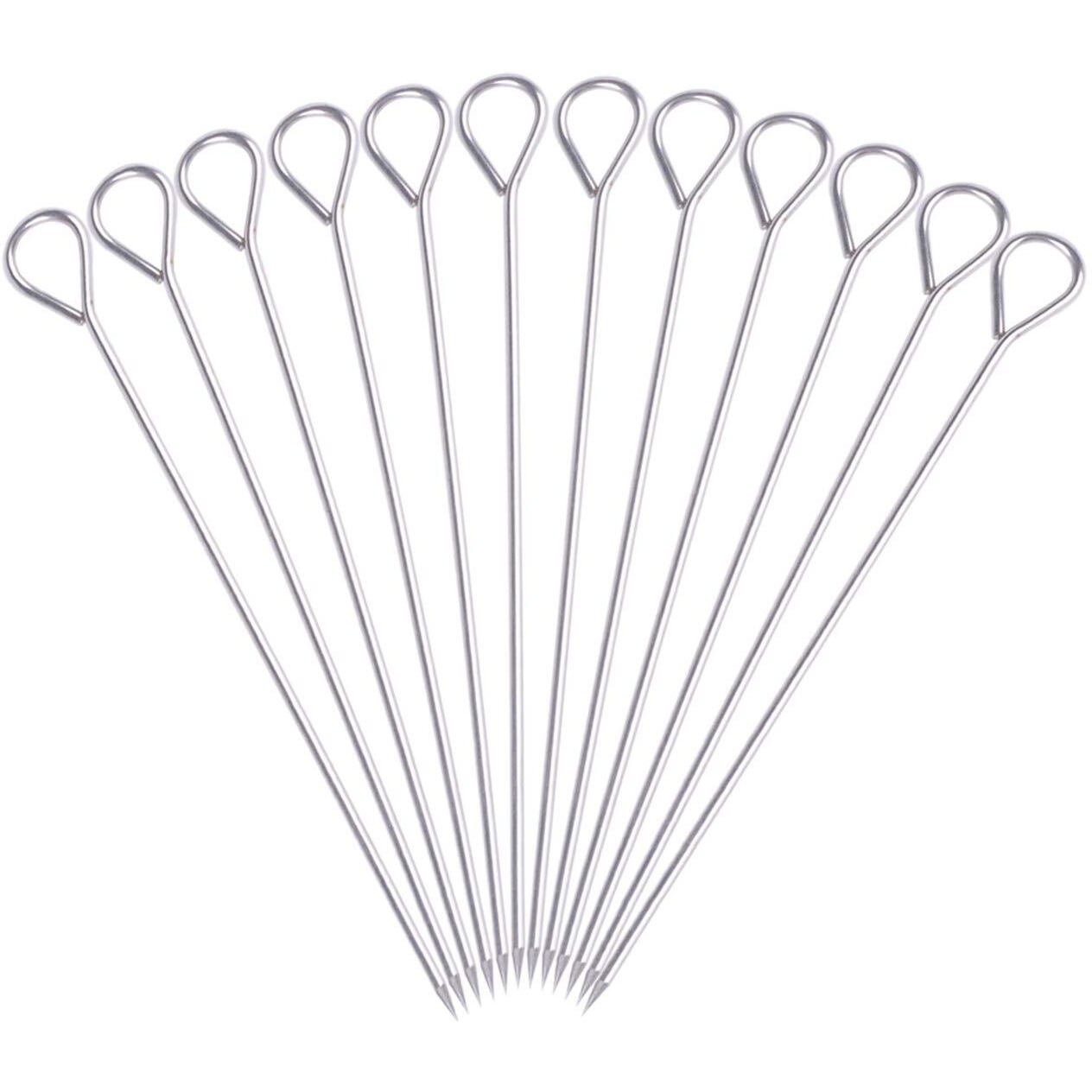 Honshen 8 Inch Stainless Steel Skewers,Roast Goose Needle Barbecue Skewers, Bbq Skewers, Shish Kebab Kabob Skewers 12 Pcs