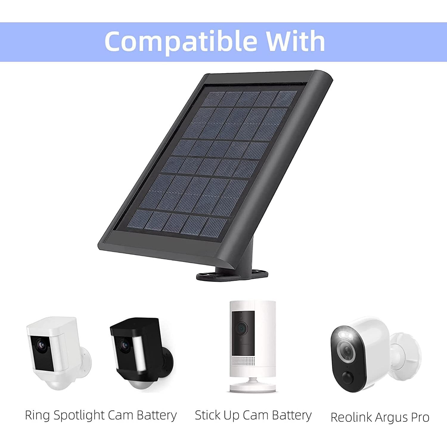 Solar Panel, 5W Solar Panels For Ring Stick Up Cam/Ring Spotlight Cam Battery/Spotlight Cam Plus/Spotlight Cam Pro/Outdoor Wireless Security Camera With 13Ft Micro Usb C Cable
