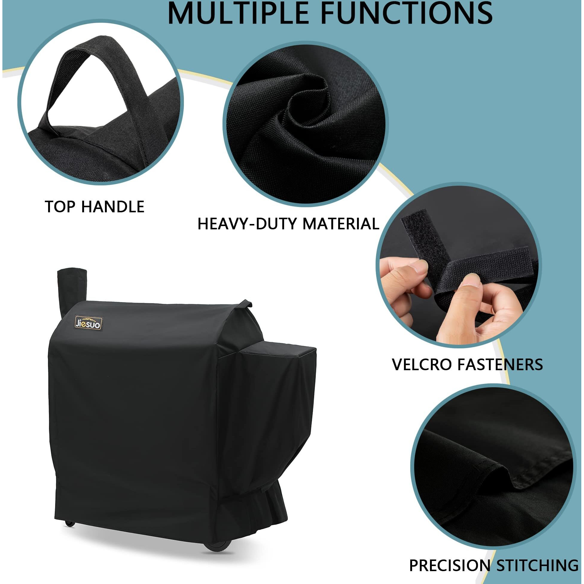 Jiesuo Grill Cover For Traeger 780/34 Series Grills, Heavy Duty And Waterproof Pellet Cover For Traeger Bac504 Full-Length Pro 780 Grill