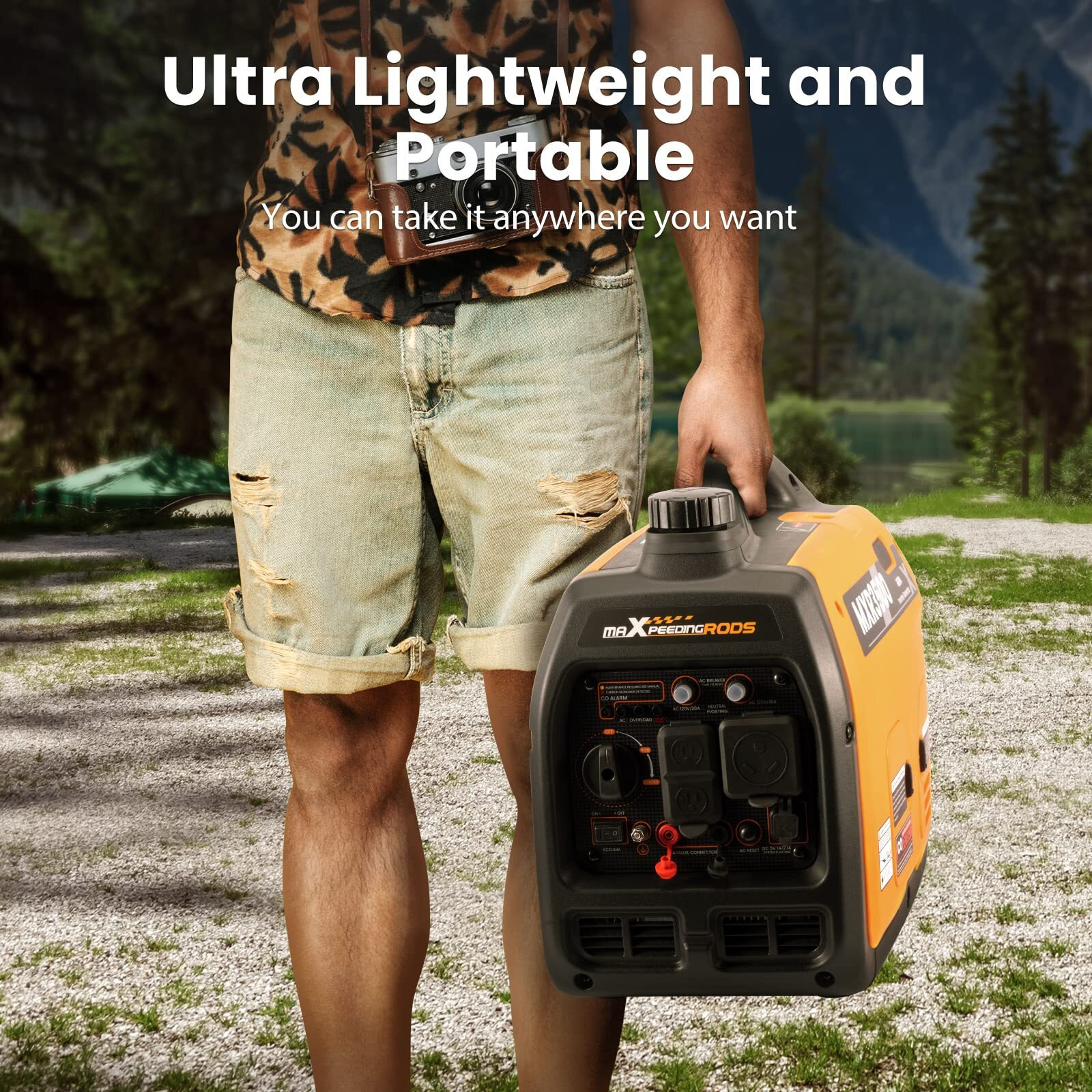 Maxpeedingrods 3500 Watt Portable Inverter Generator Gas Powered, Epa Compliant, Compact And Lightweight For Home Backup Power, Outdoor Camping, Rv And Trailer