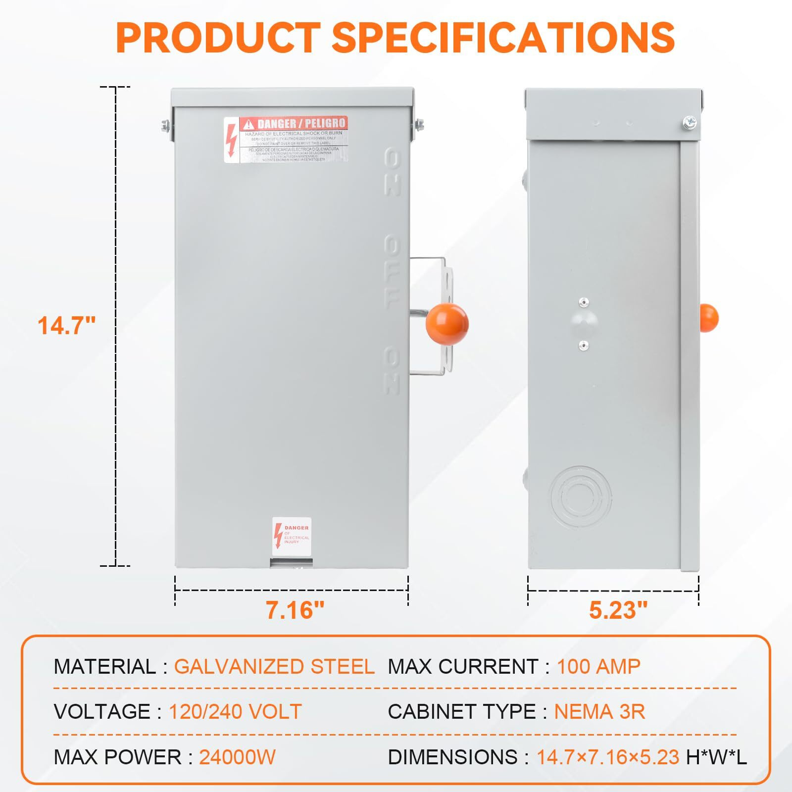100A Generator Transfer Switch,24000W General-Duty Double-Throw Safety Switch,120/240-Volt Transfer Switch,Stronger Stability Manual Transfer Switch,Meeting Nema 3R Standards For Outdoor And Indoor