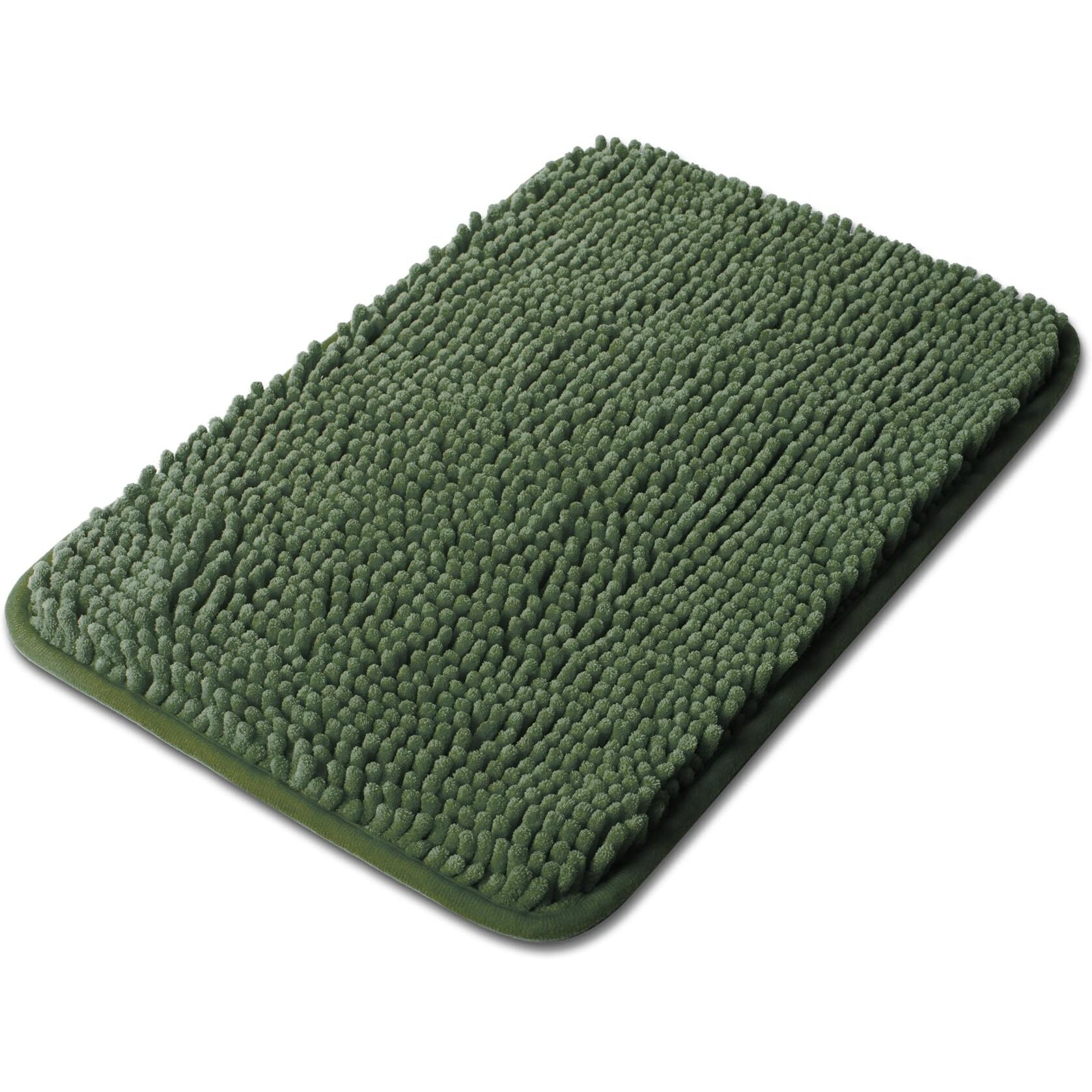 Yeaban Small Bathroom Rugs - Thick Chenille Bath Mats | Absorbent And Washable Bath Rug Non-Slip, Plush And Soft Rugs For Bathroom, Shower, Sink(12"" X 18"", Olive Green)